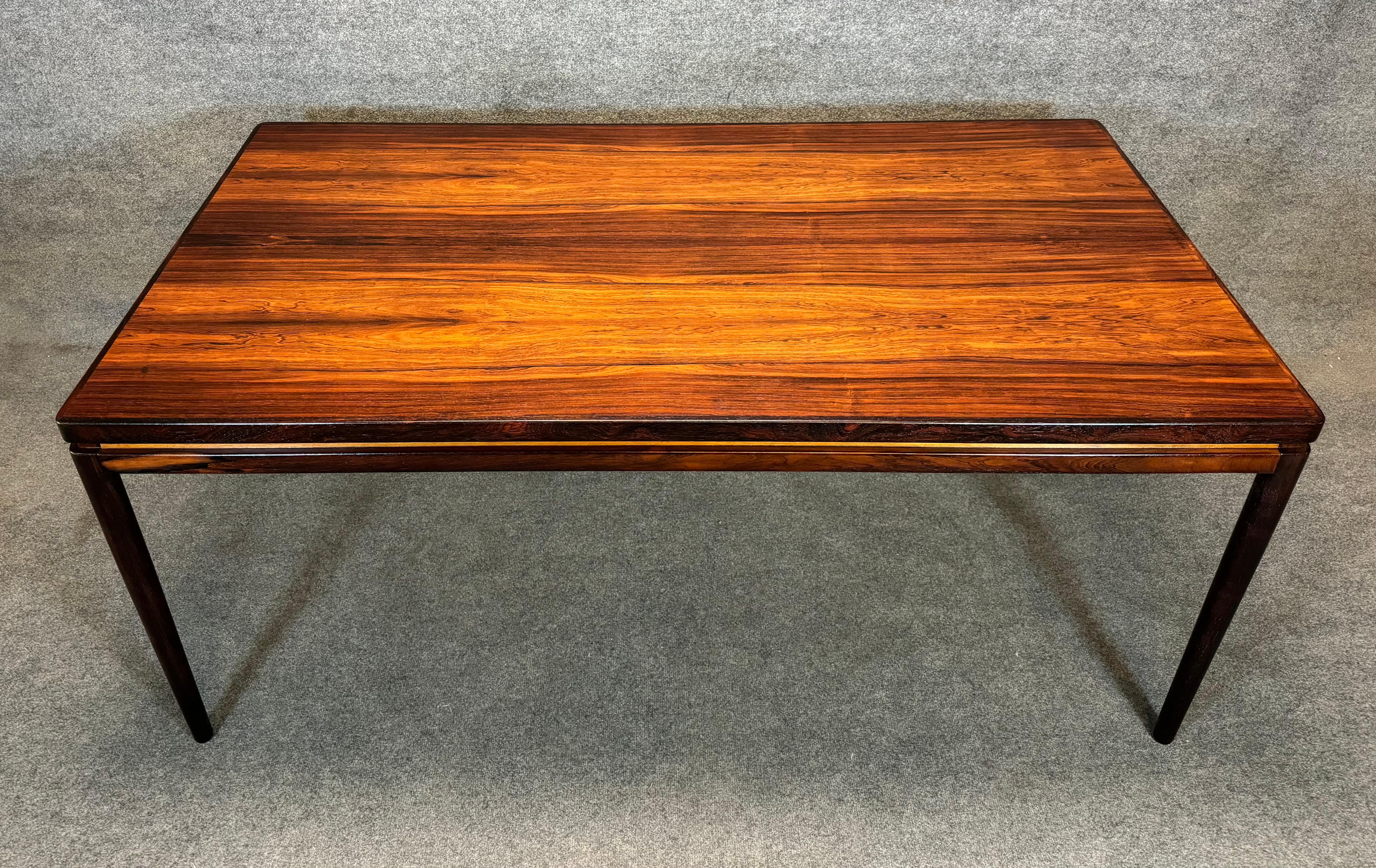 Vintage Danish Mid Century Modern Rosewood Dining Table by Johannes Andersen In Good Condition For Sale In San Marcos, CA