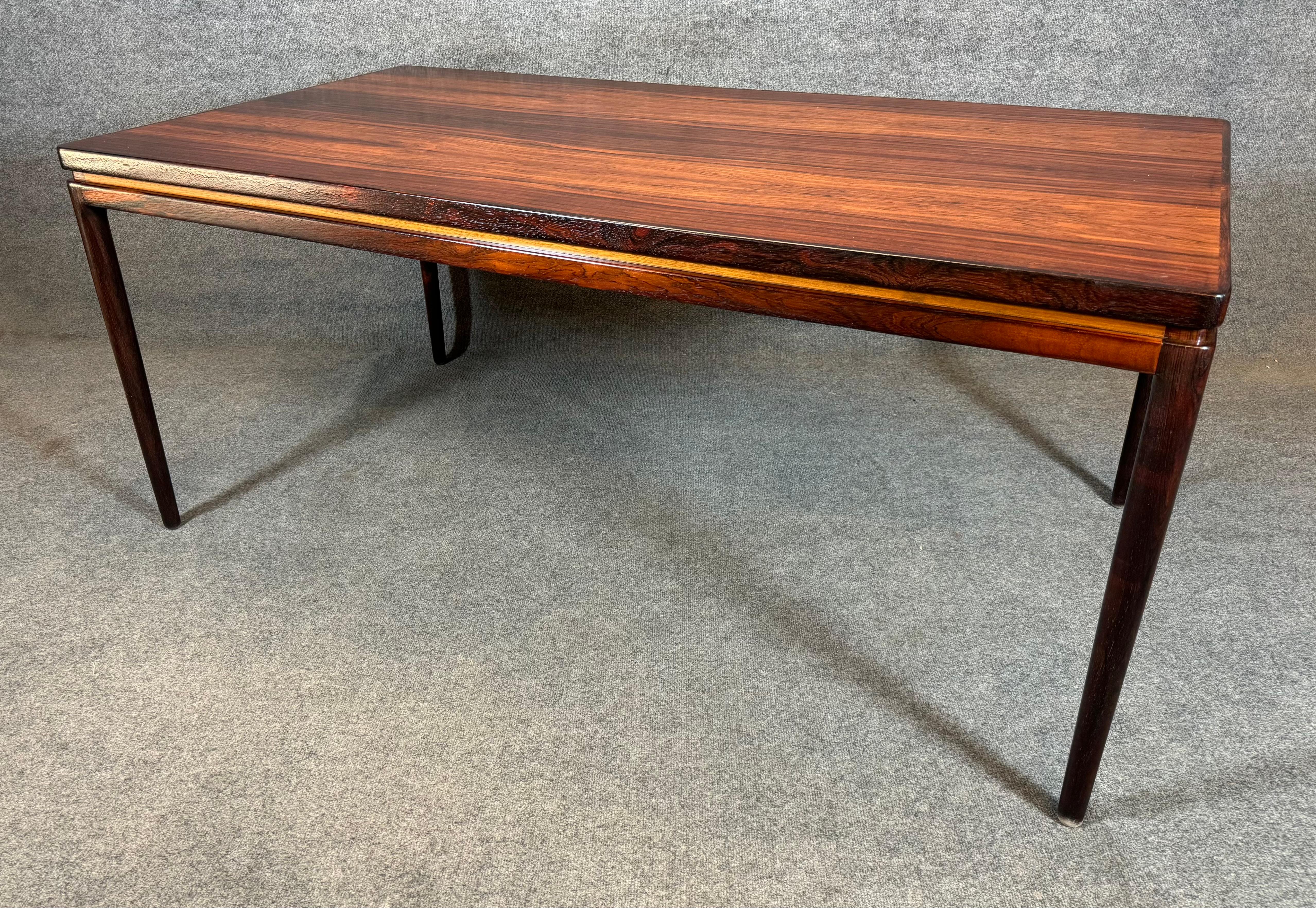 Vintage Danish Mid Century Modern Rosewood Dining Table by Johannes Andersen For Sale 3