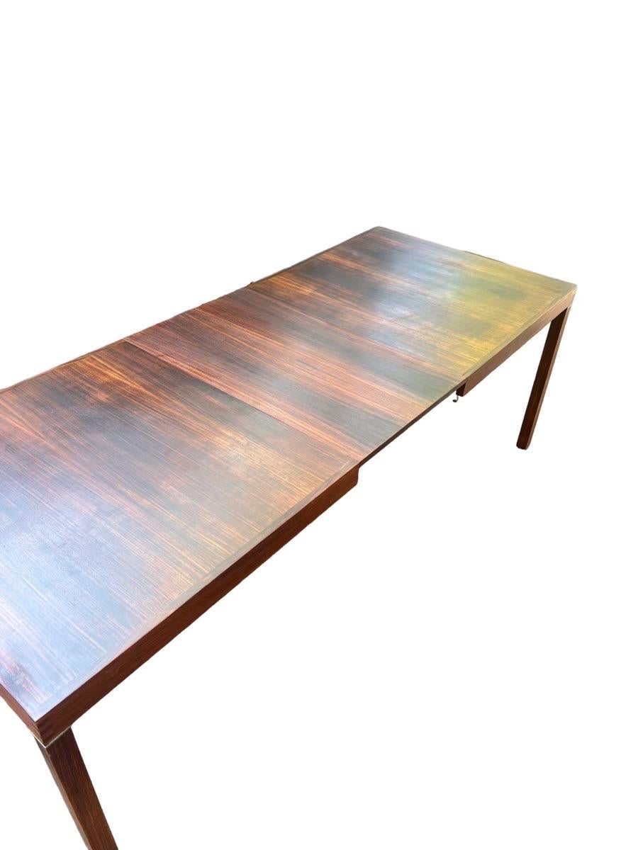 Late 20th Century Vintage Danish Mid-Century Modern Rosewood Dining Table with Extension Leaf For Sale