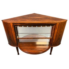 Vintage Danish Mid-Century Modern Rosewood Dry Bar, Corner Cabinet