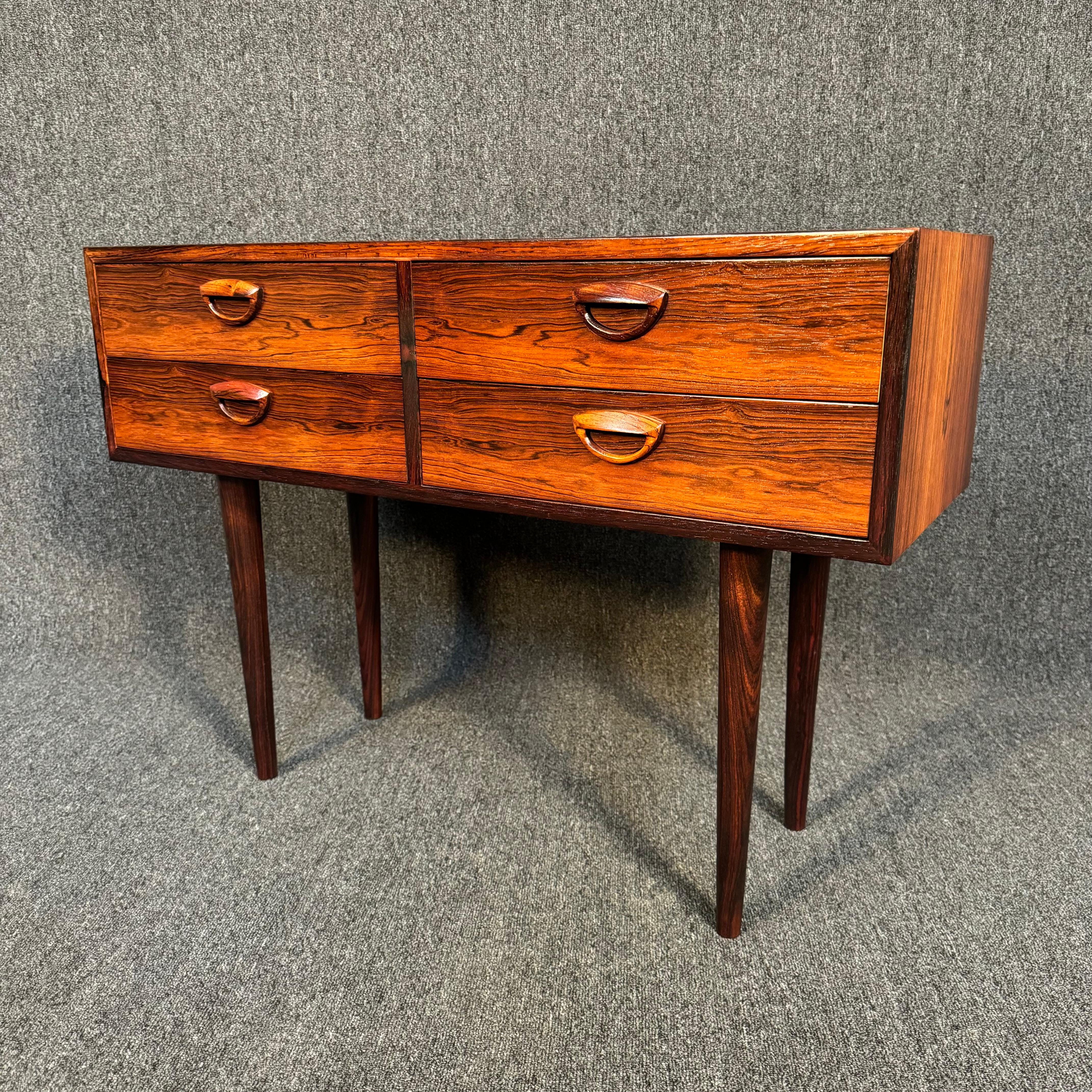 Vintage Danish Mid Century Modern Rosewood Entry Chest by Kai Kristiansen In Good Condition In San Marcos, CA