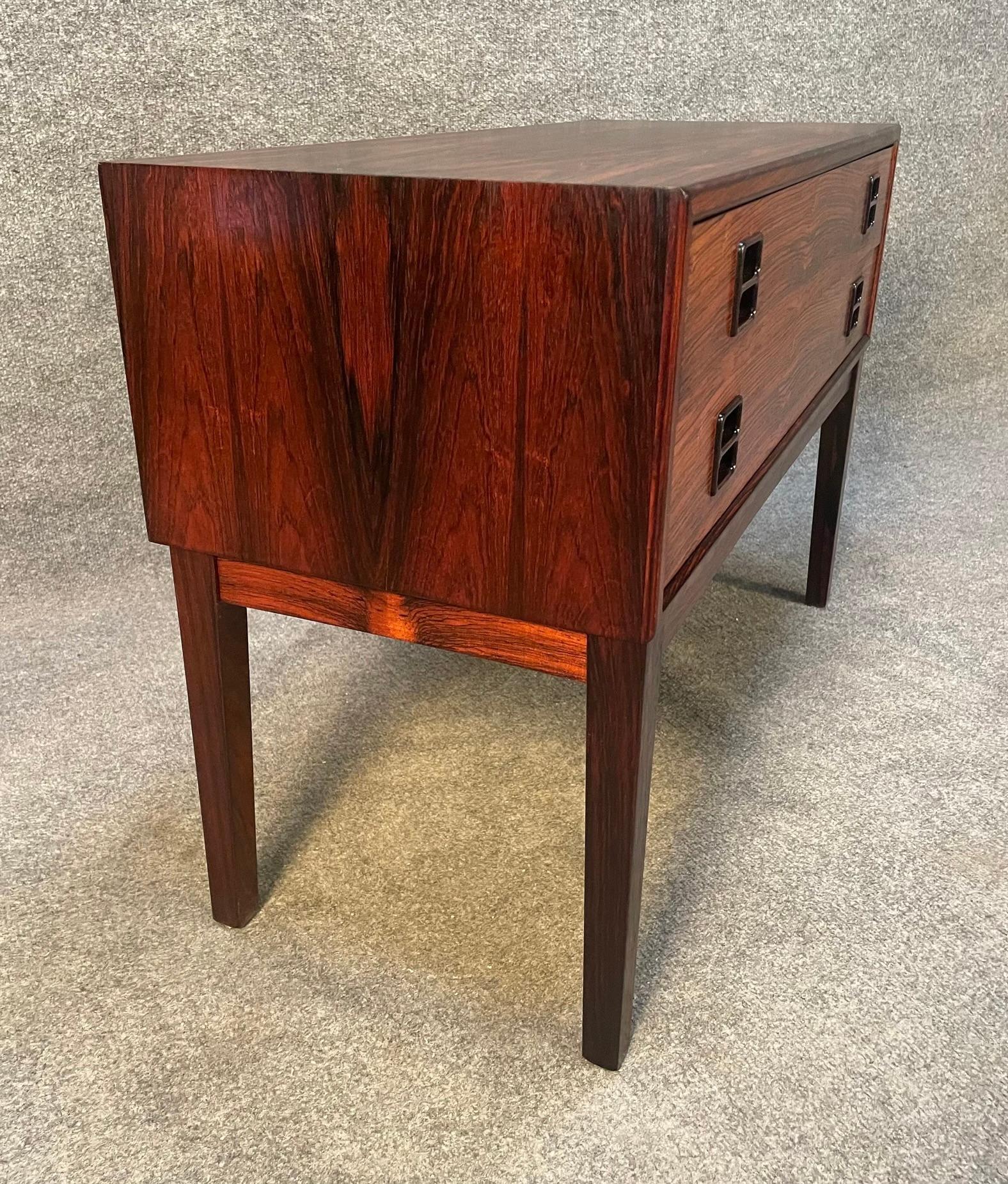 Woodwork Vintage Danish Mid Century Modern Rosewood Entry Chest - Side Table by Brouer Mo For Sale