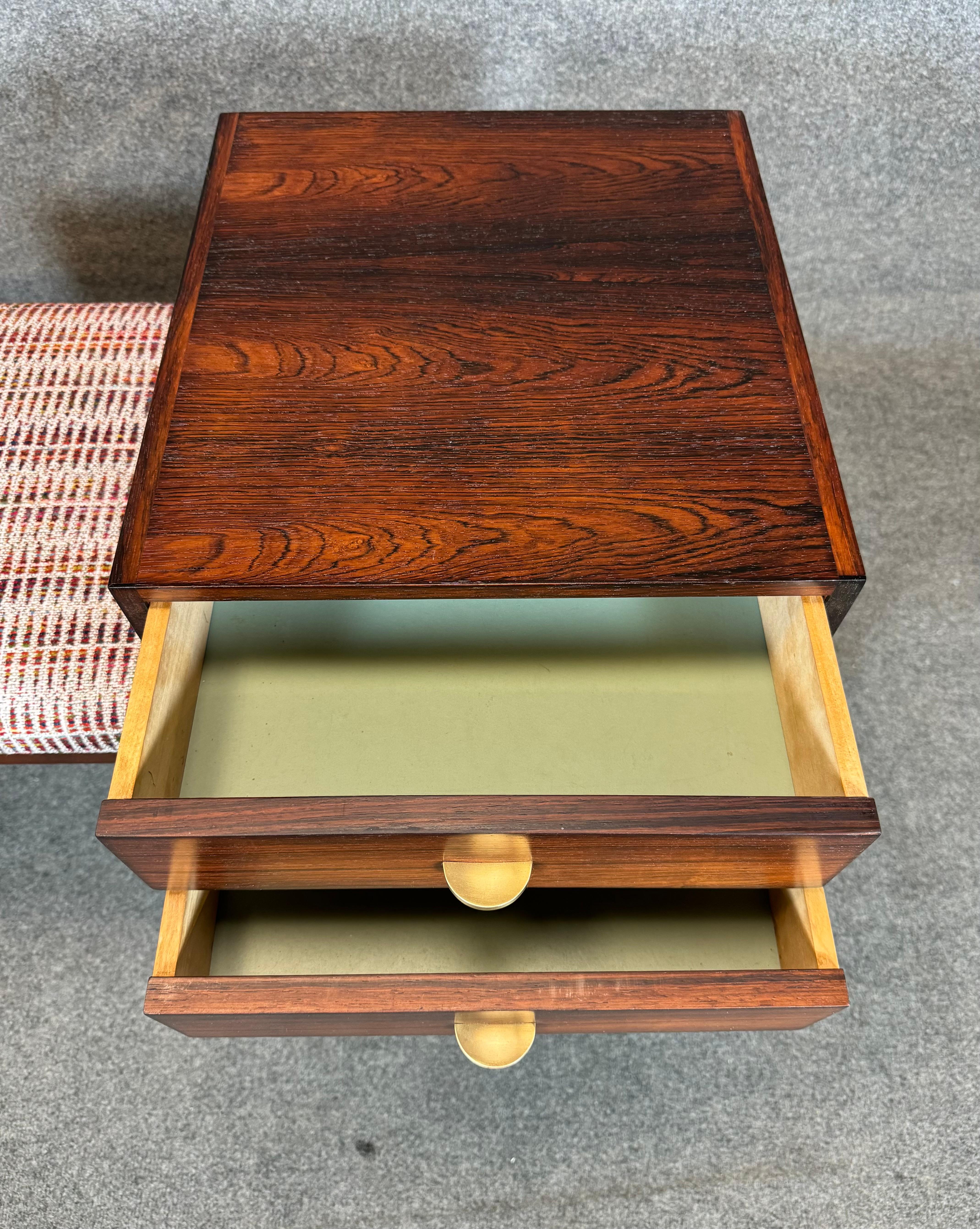 Vintage Danish Mid Century Modern Rosewood Entry Telephone Bench In Good Condition In San Marcos, CA