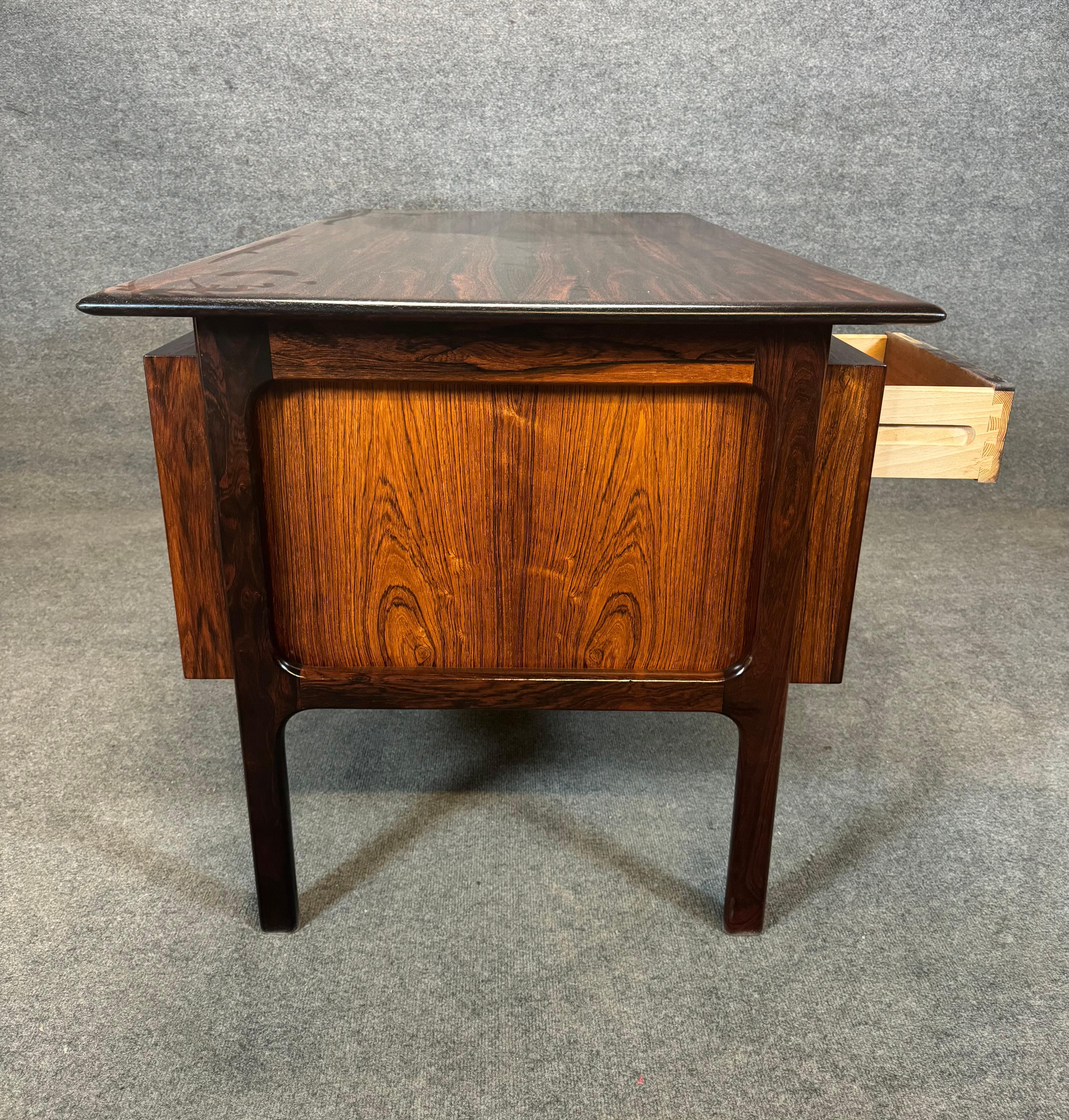 Vintage Danish Mid Century Modern Rosewood Floating Desk by Gunnar Falsig For Sale 3