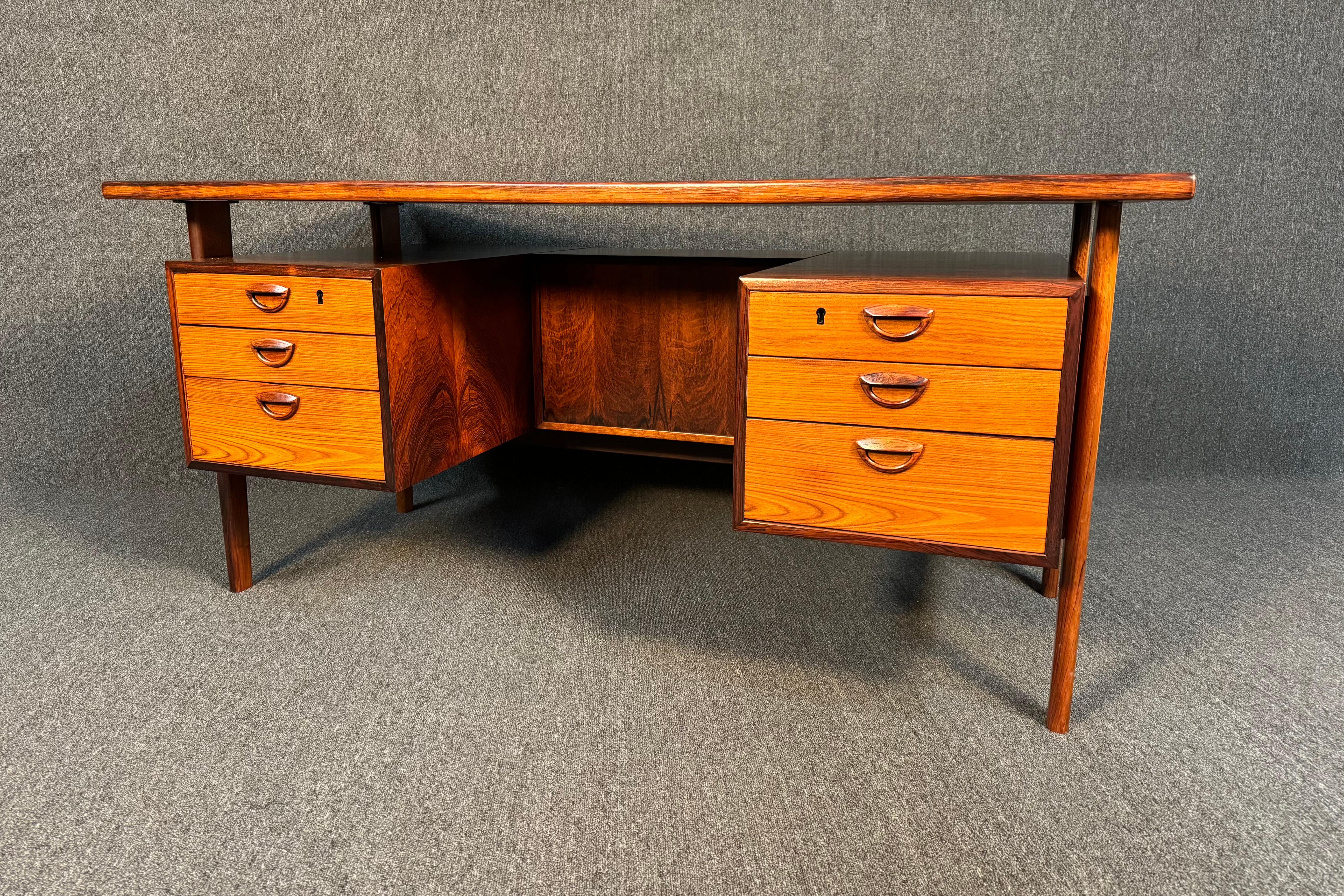 Mid-20th Century Vintage Danish Mid Century Modern Rosewood Floating Desk Fm50 by Kai Kristiansen For Sale