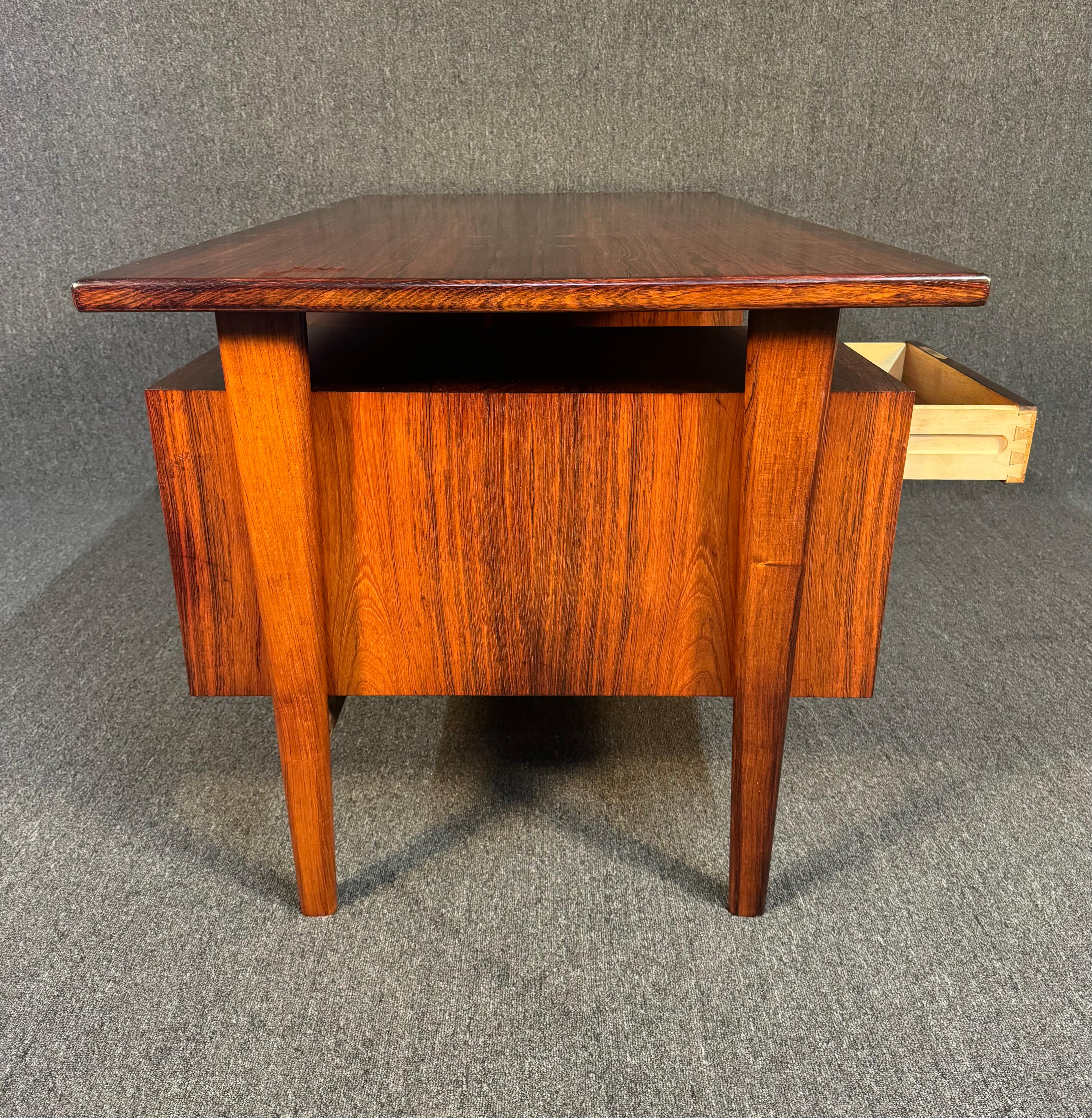 Woodwork Vintage Danish Mid Century Modern Rosewood Floating Desk Fm50 by Kai Kristiansen For Sale