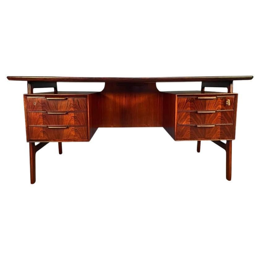 Vintage Danish Mid-Century Modern Rosewood Floating Desk Model 75 by Omann Jun