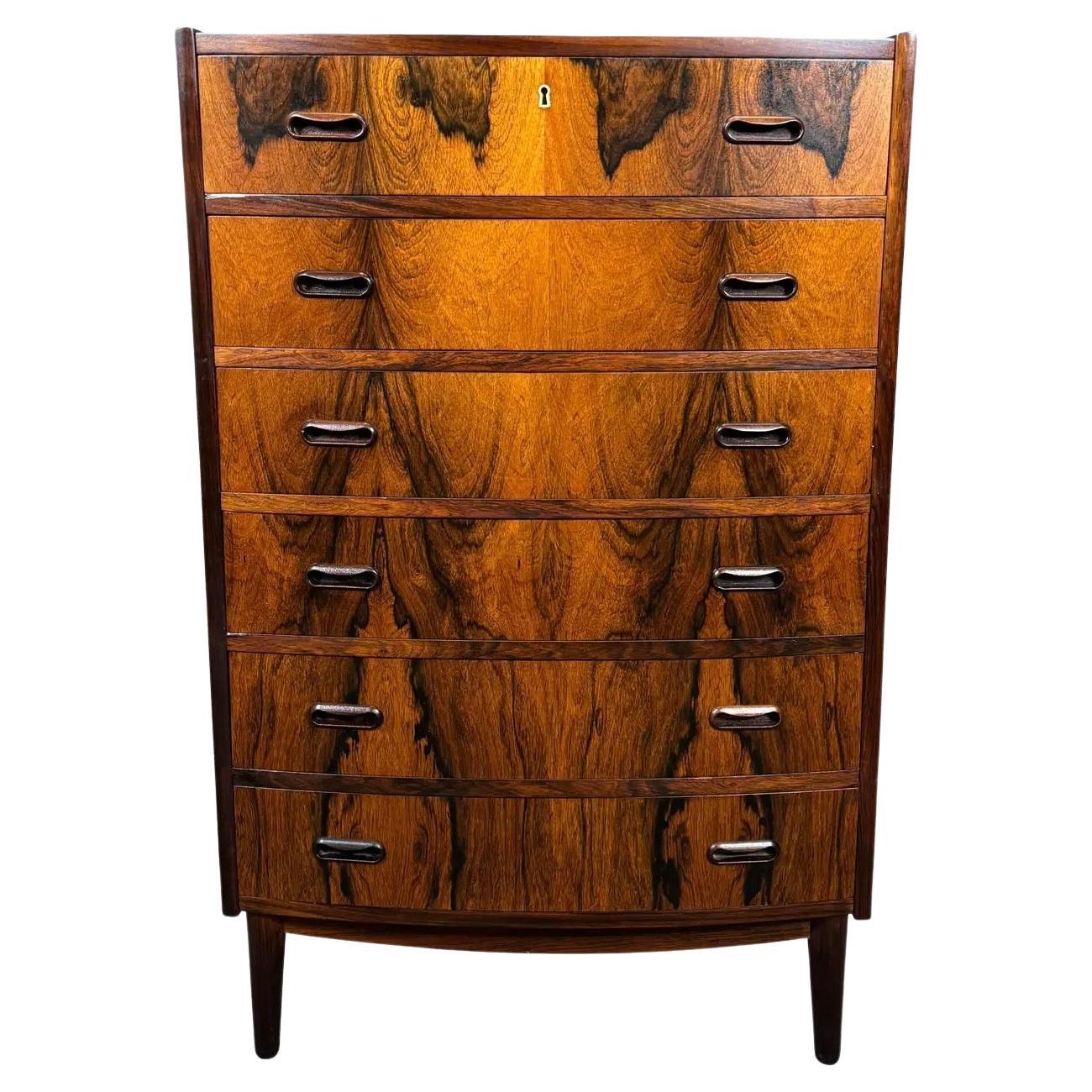 Vintage Danish Mid Century Modern Rosewood Highboy Dresser in the Manner of Arne