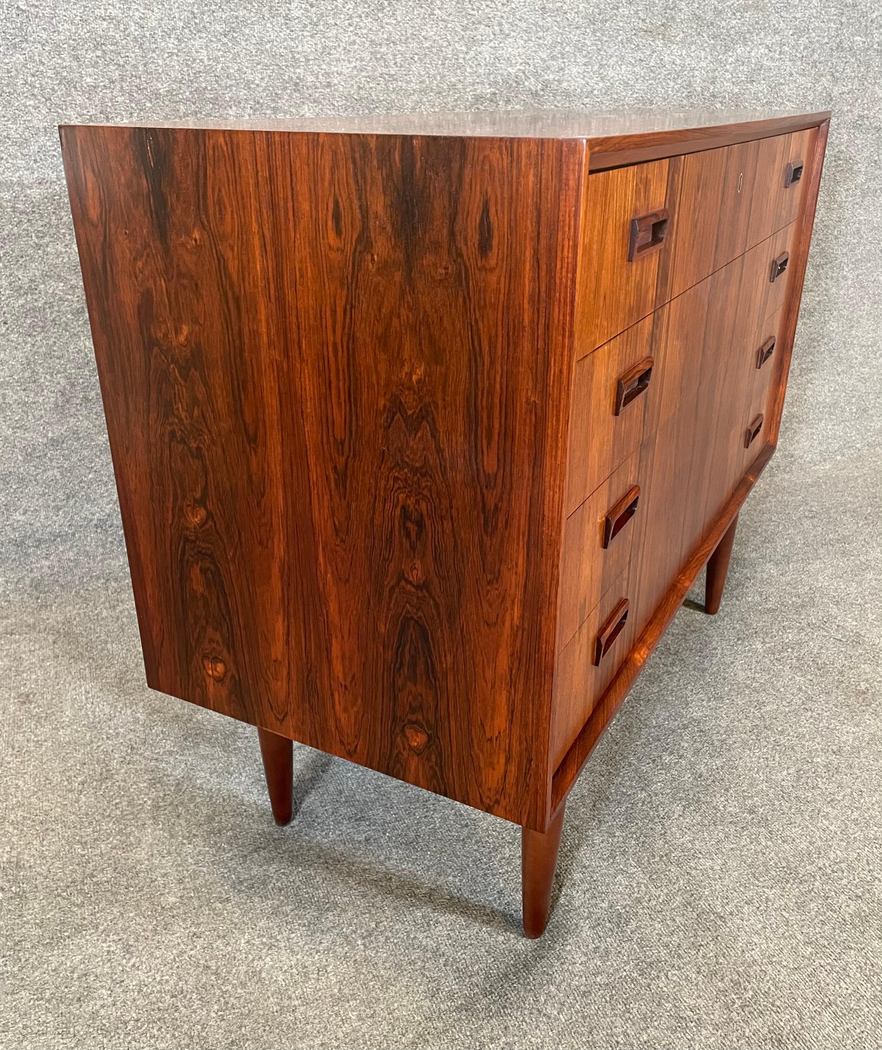 Mid-20th Century Vintage Danish Mid Century Modern Rosewood Lowboy Dresser For Sale