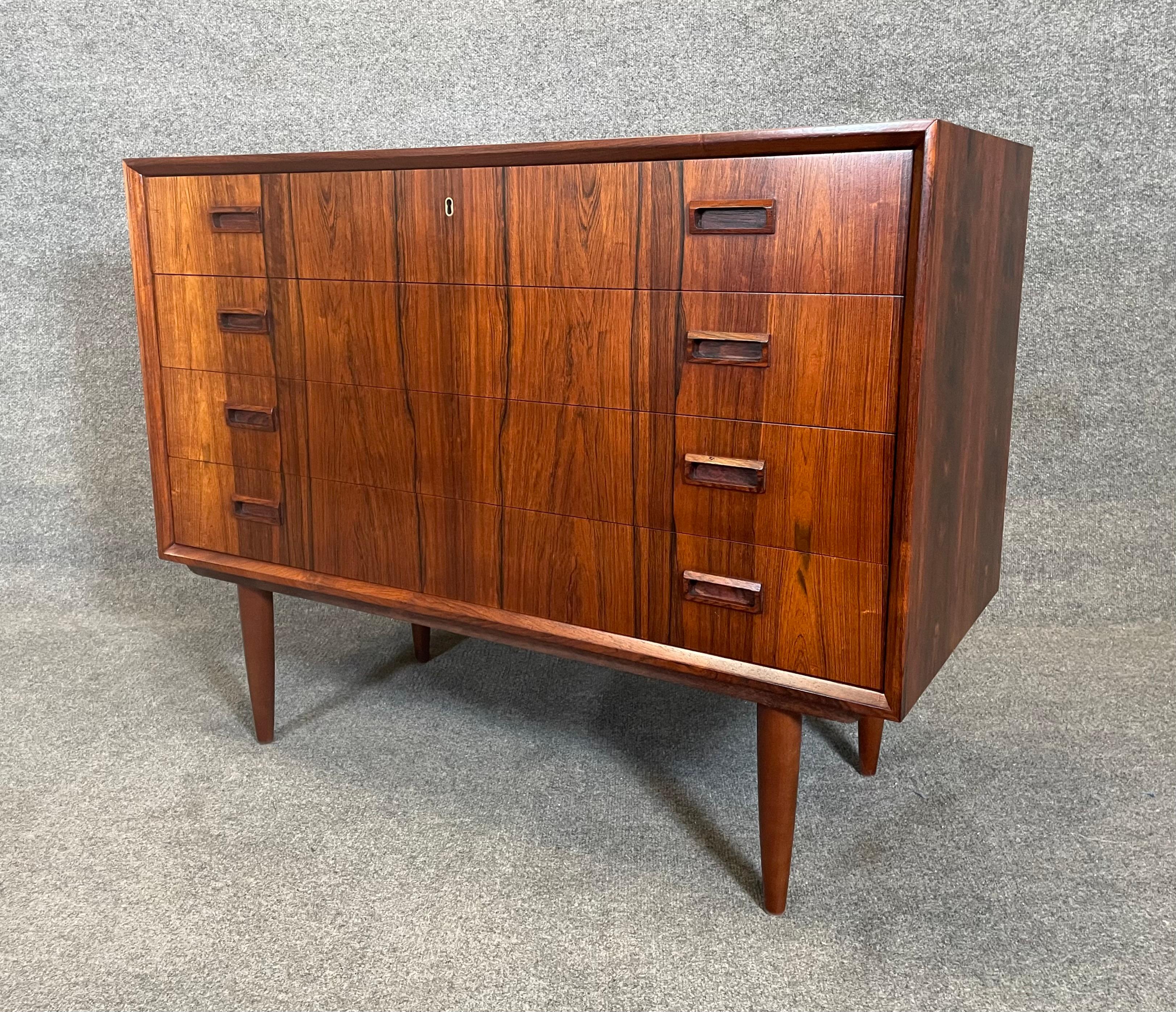 Vintage Danish Mid Century Modern Rosewood Lowboy Dresser For Sale 3