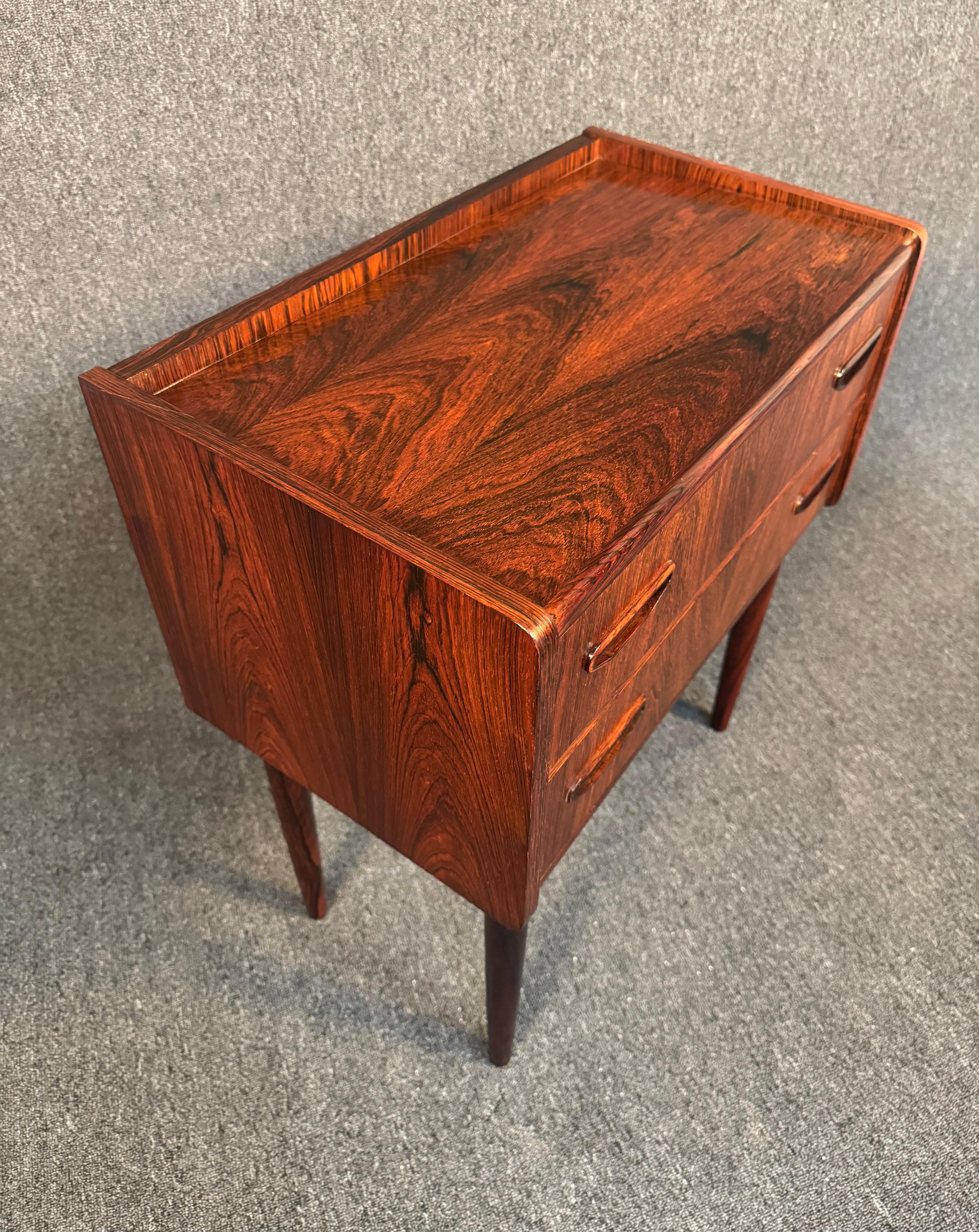 Vintage Danish Mid Century Modern Rosewood Nightstand - Entry Chest For Sale 4