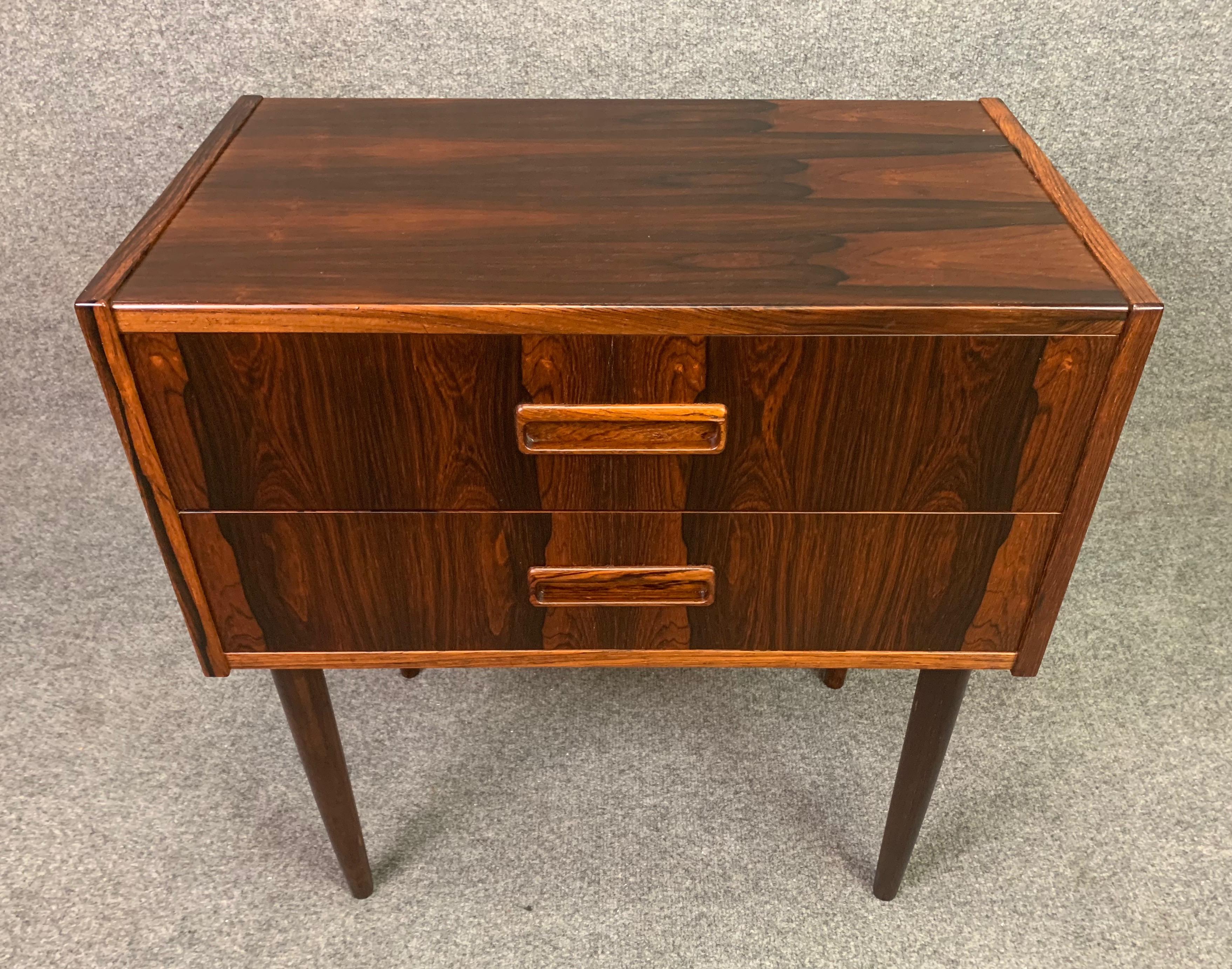 Vintage Danish Mid-Century Modern Rosewood Nightstand, Entry Chest In Good Condition In San Marcos, CA