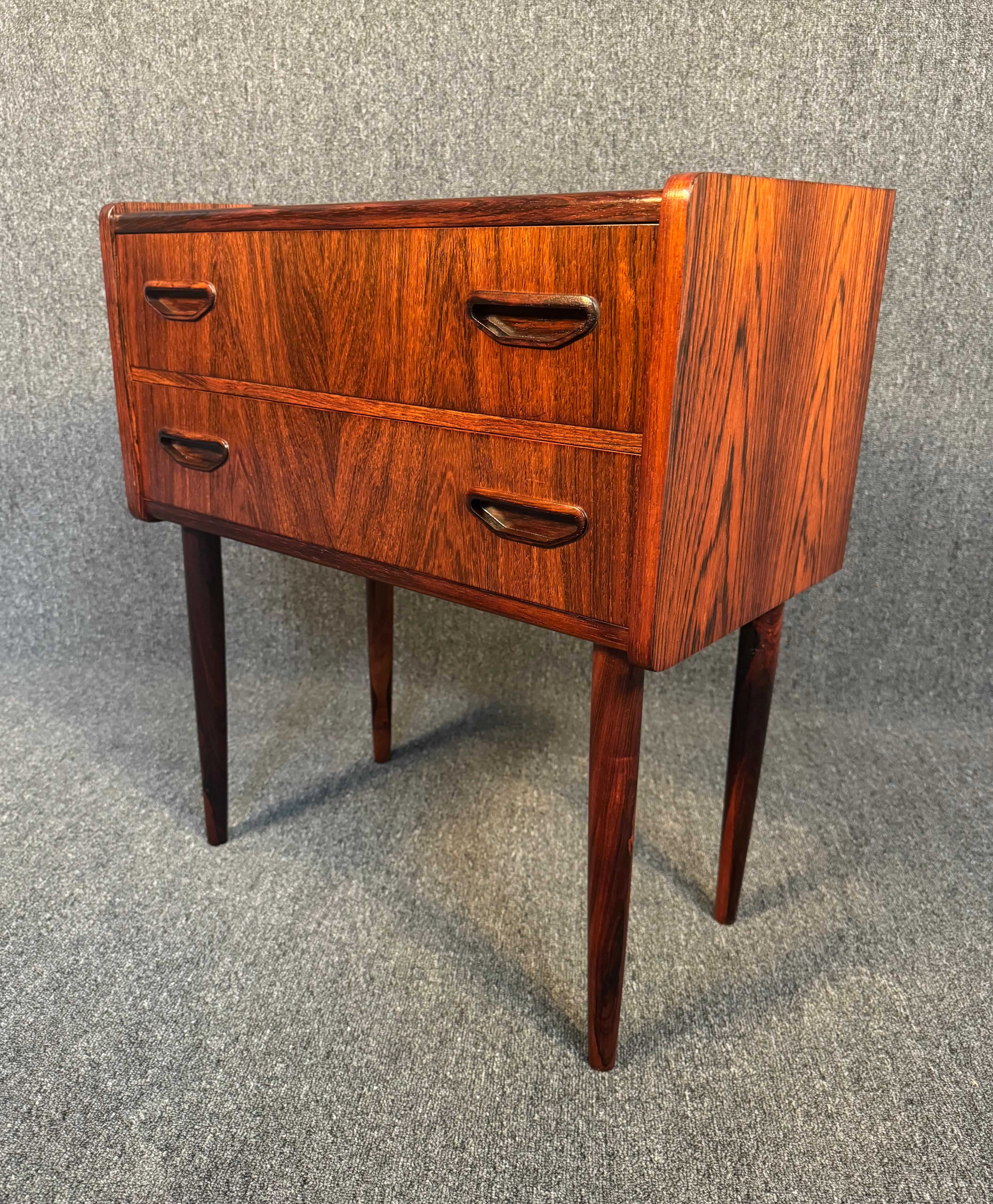 Vintage Danish Mid Century Modern Rosewood Nightstand - Entry Chest For Sale 1