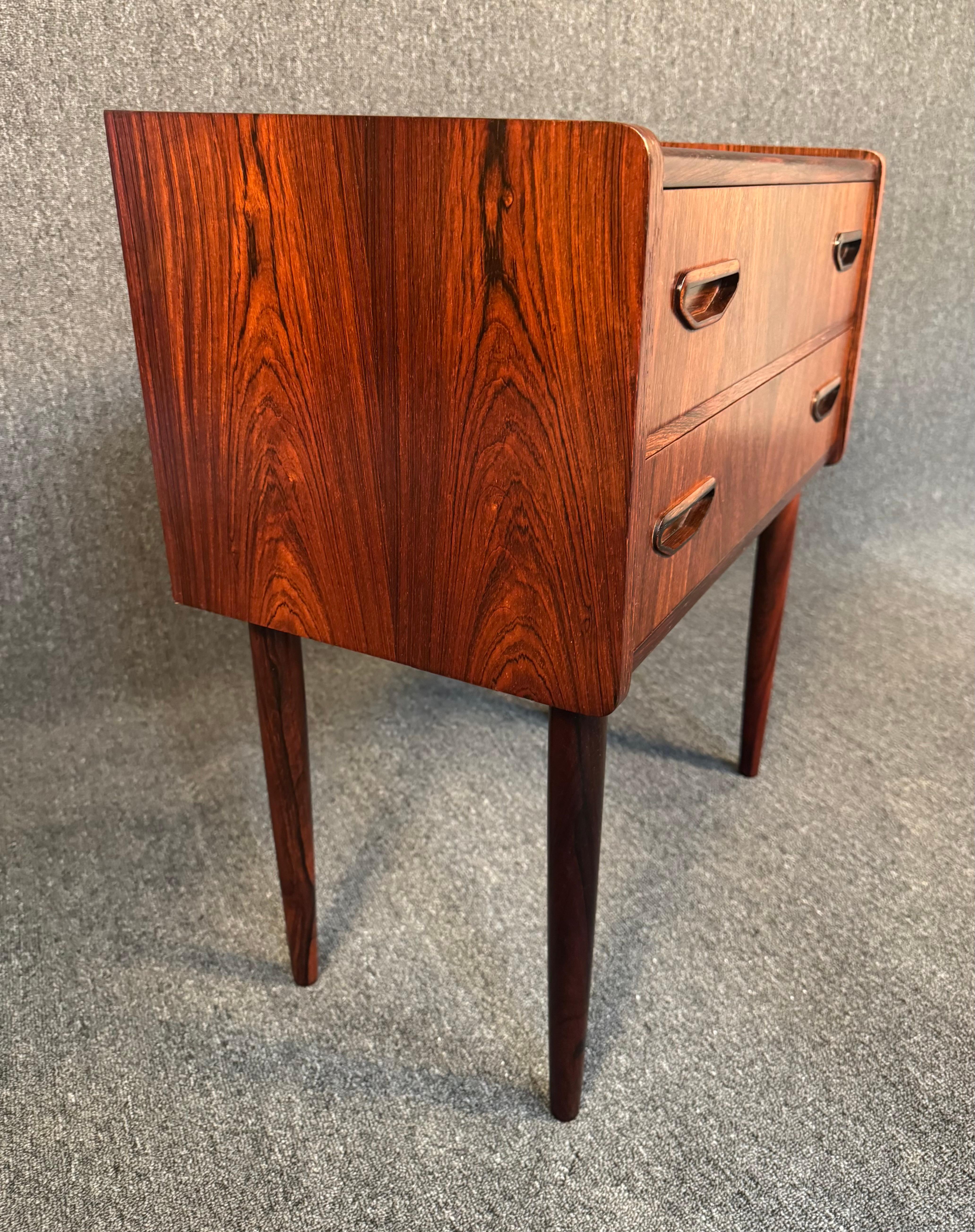 Vintage Danish Mid Century Modern Rosewood Nightstand - Entry Chest For Sale 2