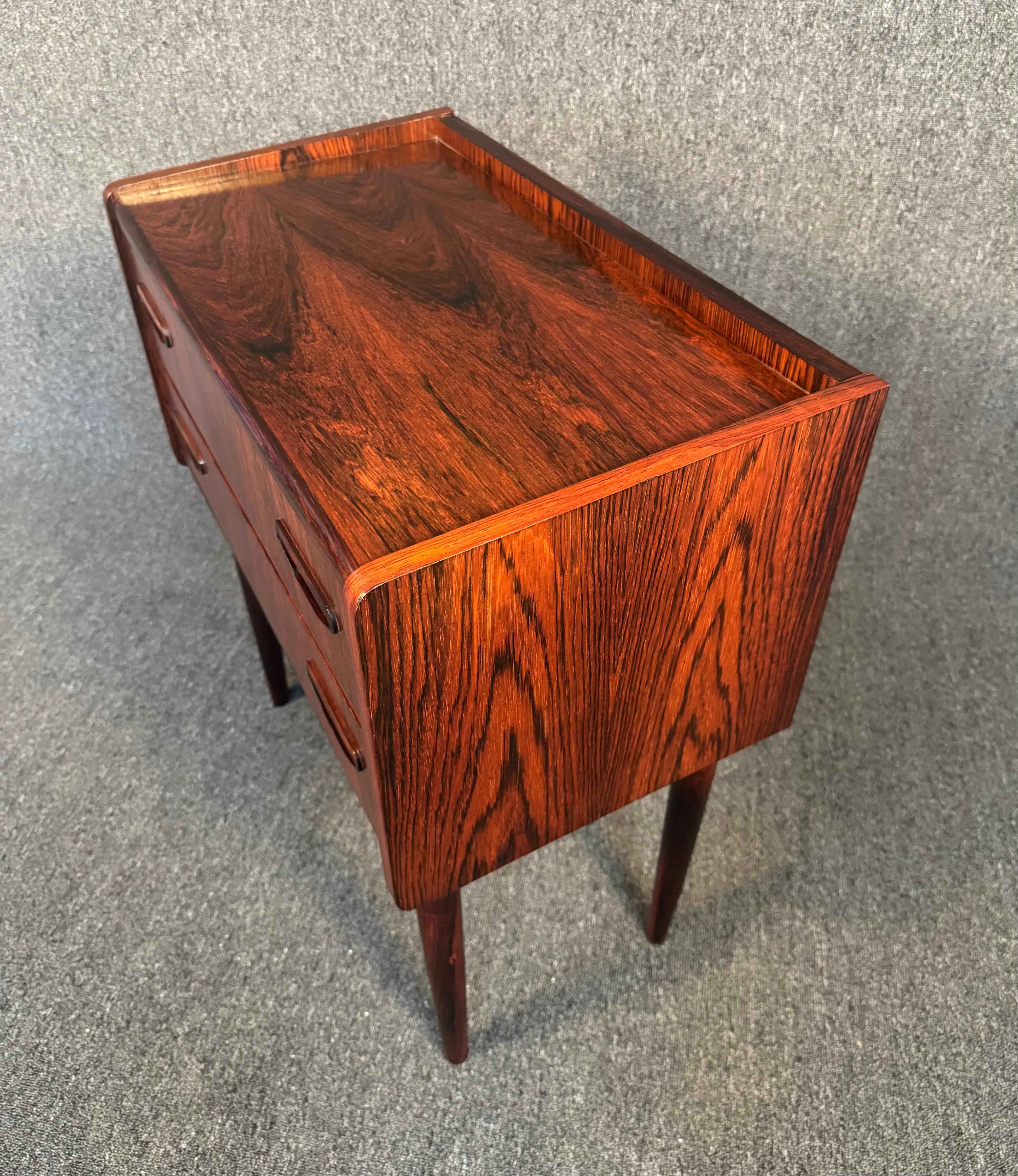 Vintage Danish Mid Century Modern Rosewood Nightstand - Entry Chest For Sale 3