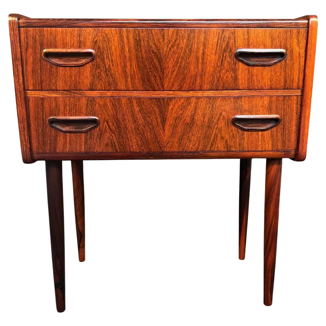 Vintage Danish Mid Century Modern Rosewood Nightstand - Entry Chest For Sale