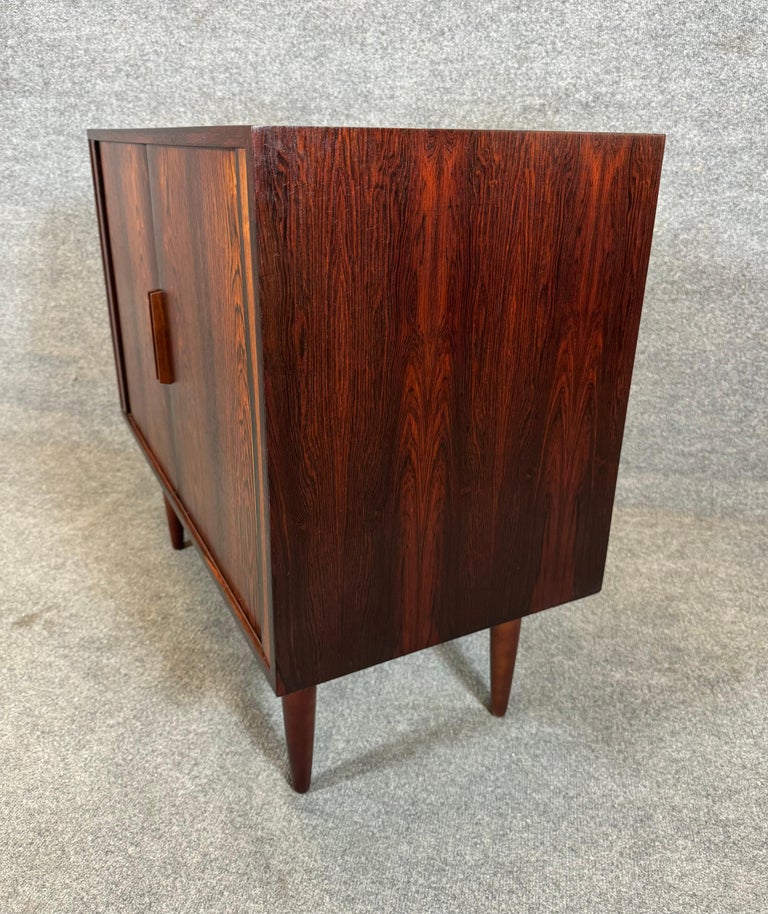 Vintage Danish Mid Century Modern Rosewood Record Cabinet by