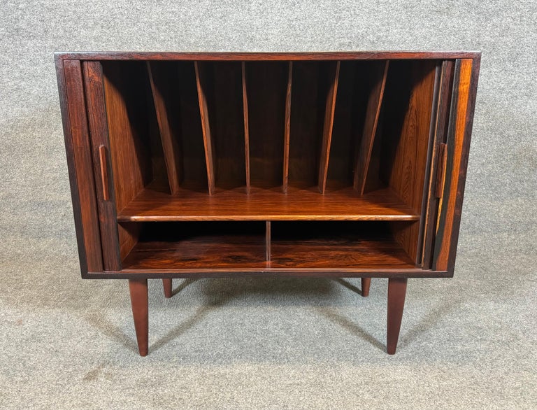 Vintage Danish Mid Century Modern Rosewood Record Cabinet by