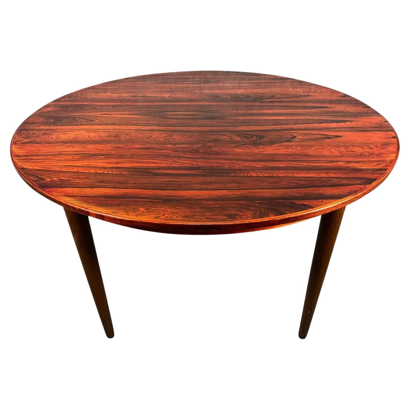 Vintage Danish Mid Century Modern Rosewood Round Dining Table