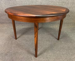 Vintage Danish Mid-Century Modern Rosewood Round Dining Table with Leaves