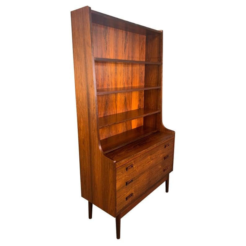 Woodwork Vintage Danish Mid-Century Modern Rosewood Secretary Bookcase by Johannes Sorth