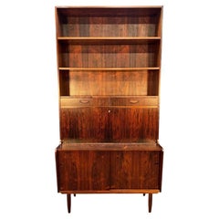 Vintage Danish Mid Century. Modern Rosewood Secretary Bookcase