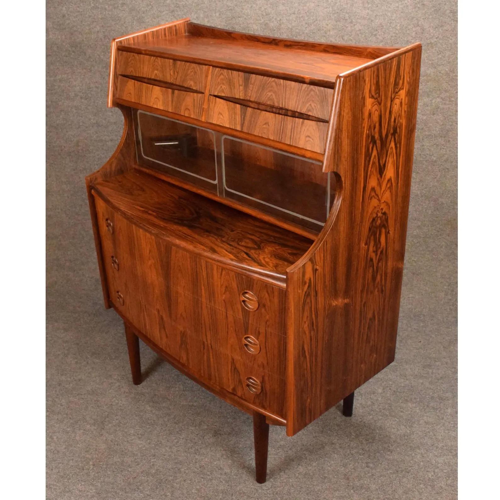 Vintage Danish Mid Century Modern Rosewood Secretary Desk by Falsig Mobler For Sale 4