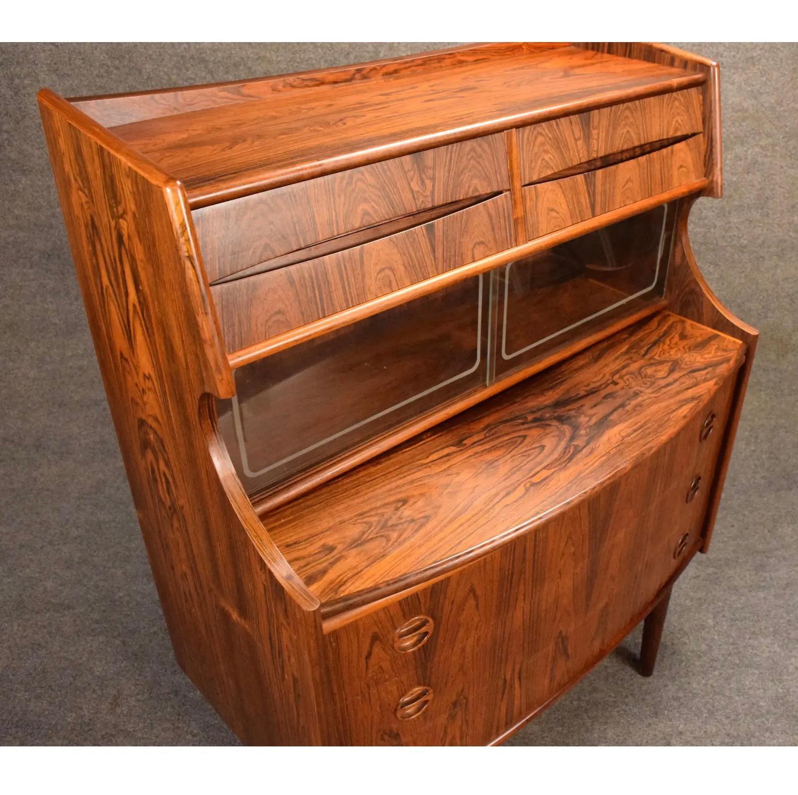 Woodwork Vintage Danish Mid Century Modern Rosewood Secretary Desk by Falsig Mobler For Sale