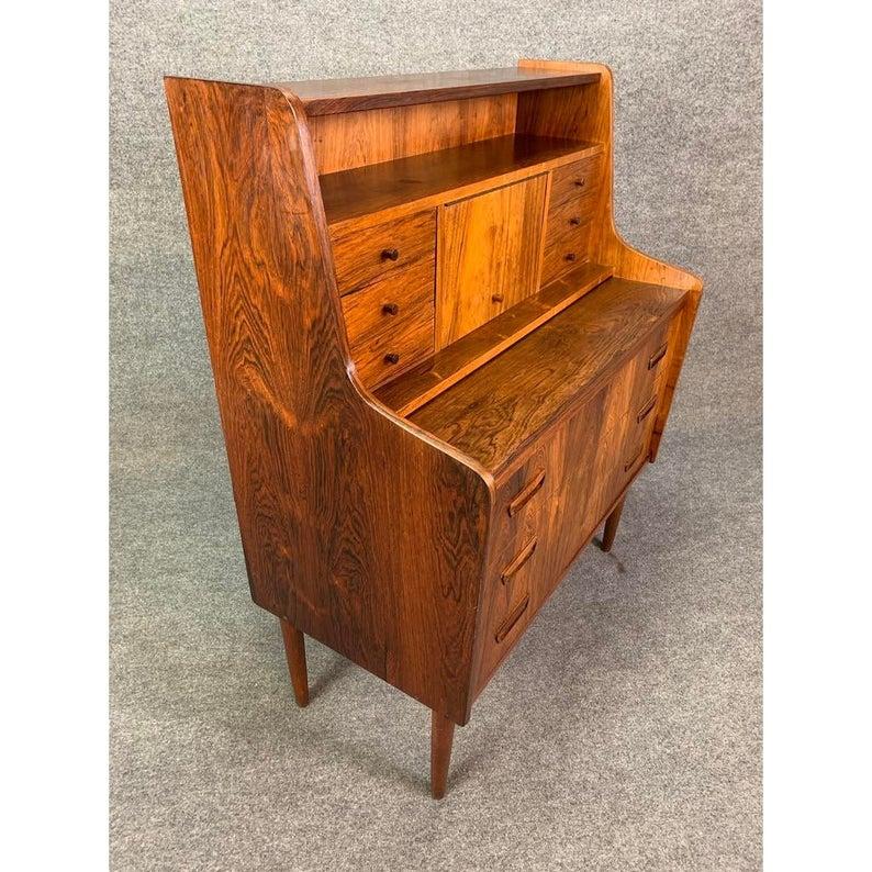 Scandinavian Modern Vintage Danish Mid-Century Modern Rosewood Secretary Desk For Sale