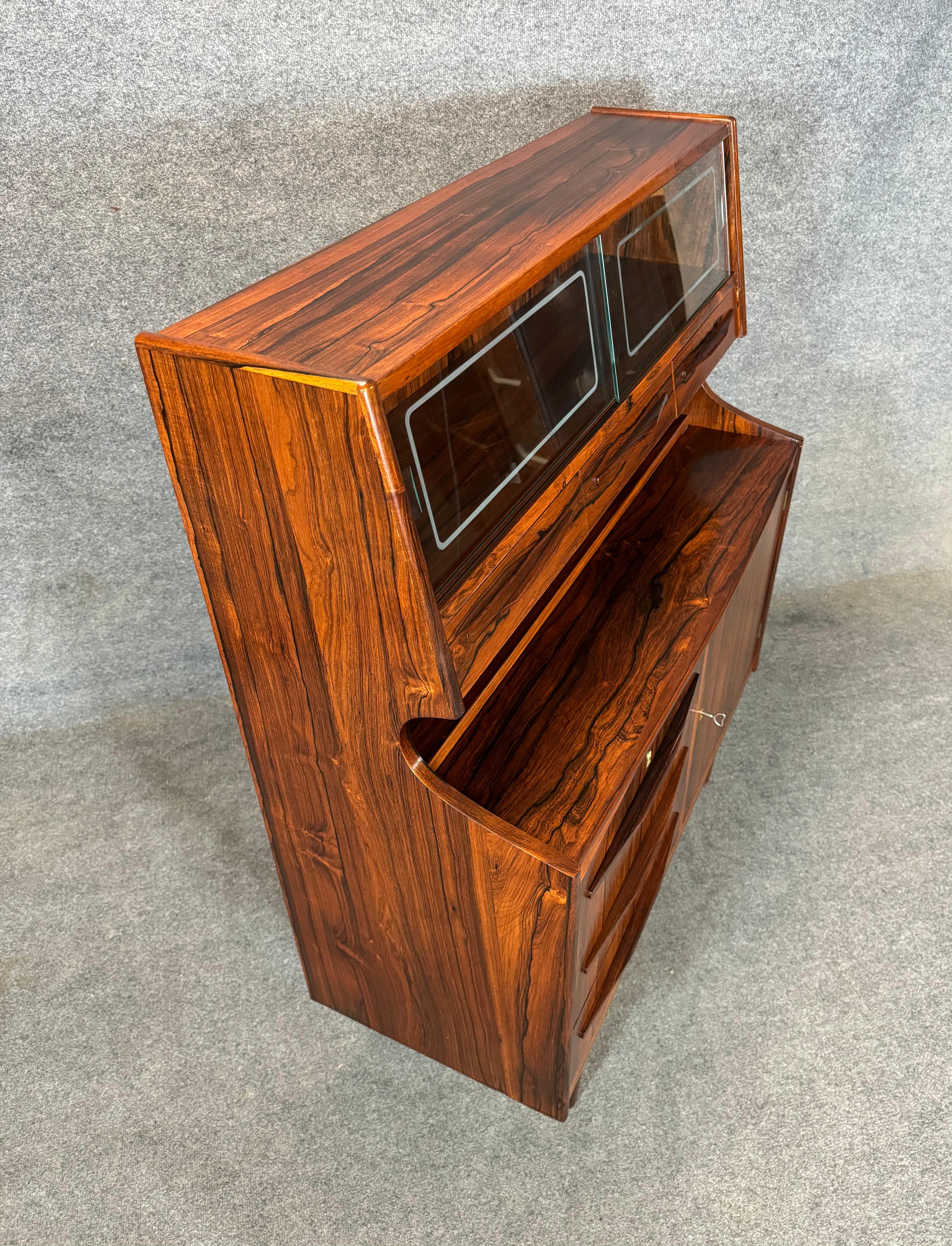 Scandinavian Modern Vintage Danish Mid Century Modern Rosewood Secretary Desk For Sale