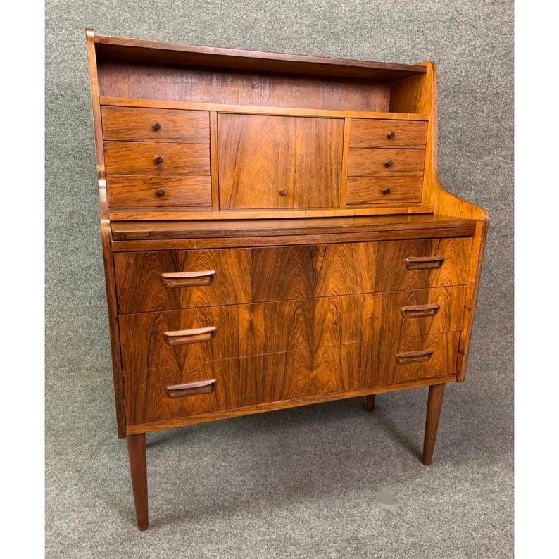 Woodwork Vintage Danish Mid-Century Modern Rosewood Secretary Desk For Sale