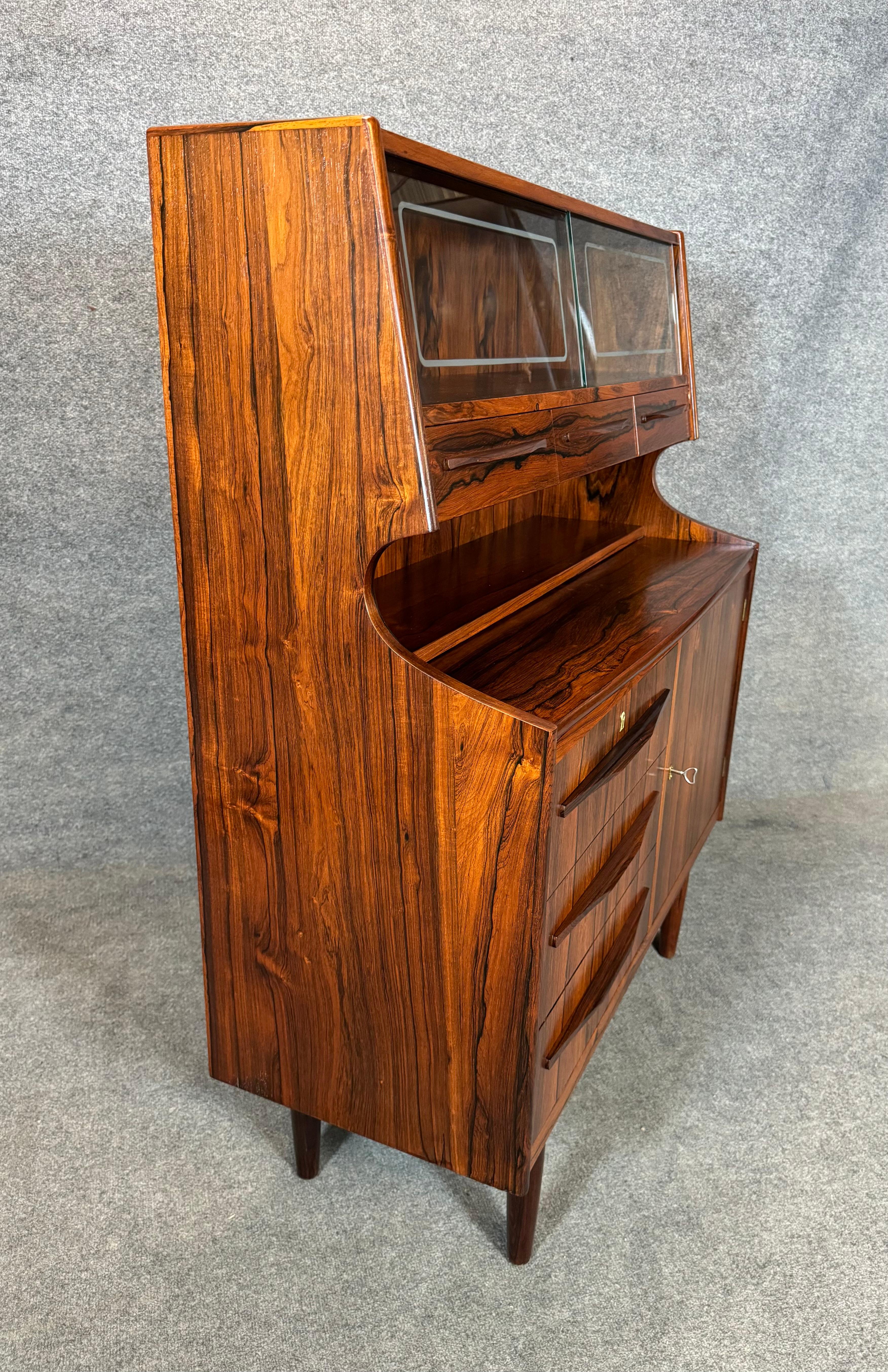 Woodwork Vintage Danish Mid Century Modern Rosewood Secretary Desk For Sale