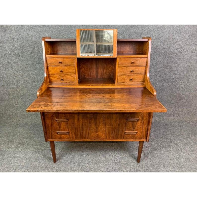 Vintage Danish Mid-Century Modern Rosewood Secretary Desk For Sale 1