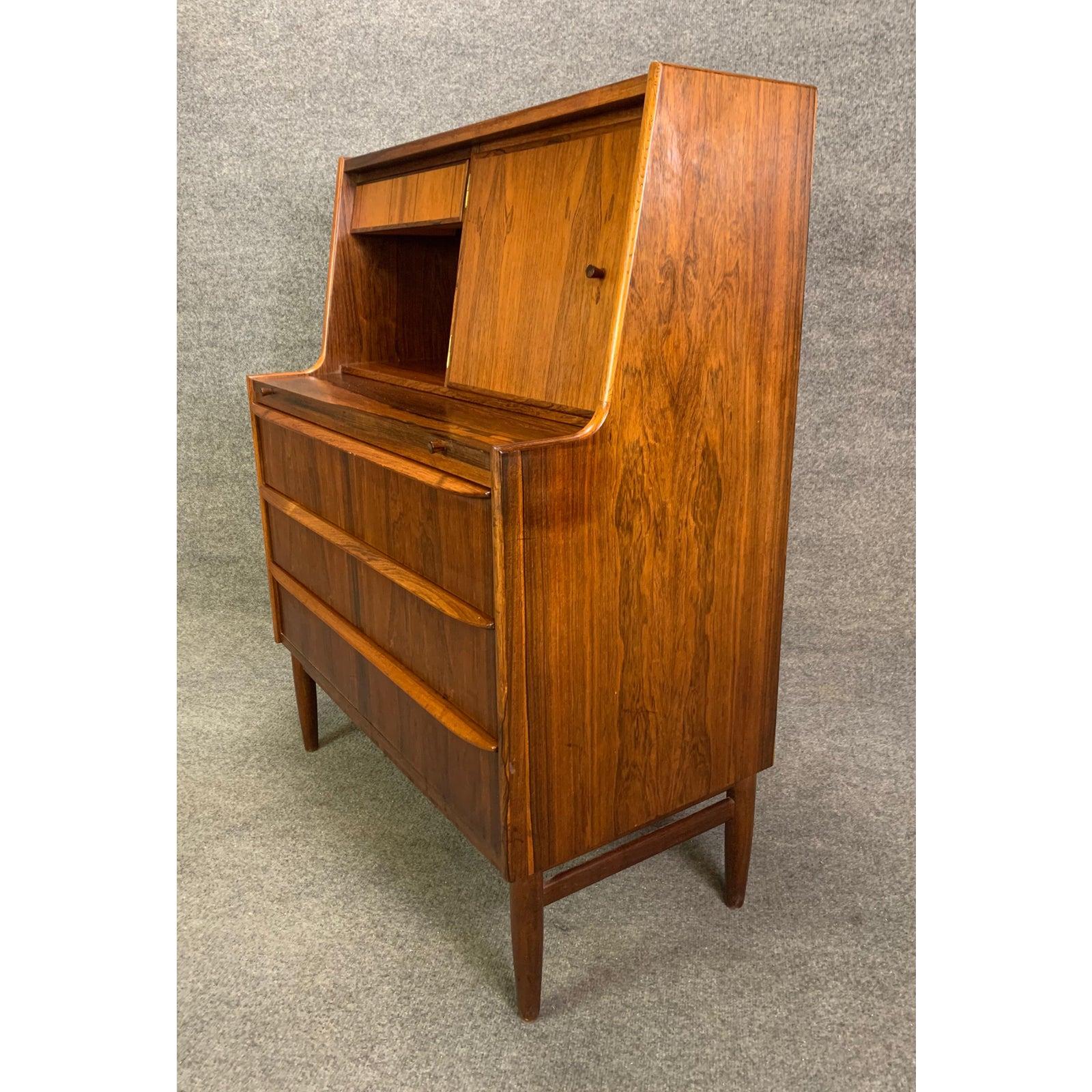 Vintage Danish Mid-Century Modern Rosewood Secretary Desk For Sale 1