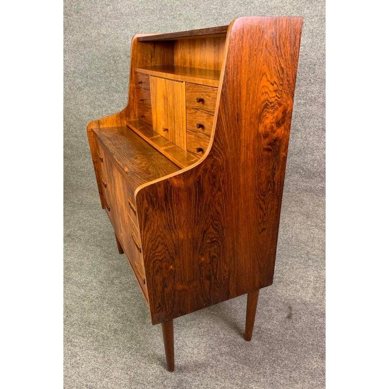 Vintage Danish Mid-Century Modern Rosewood Secretary Desk For Sale 3