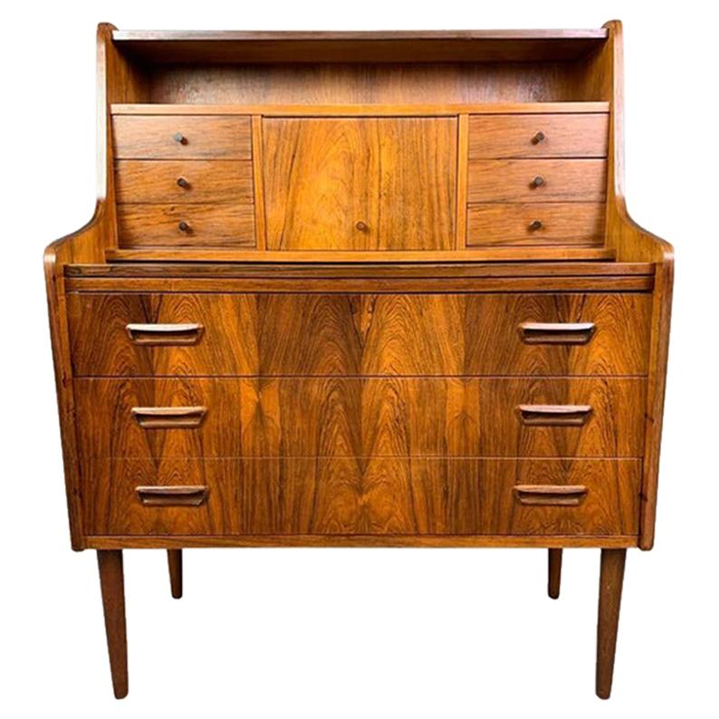 Vintage Danish Mid-Century Modern Rosewood Secretary Desk For Sale