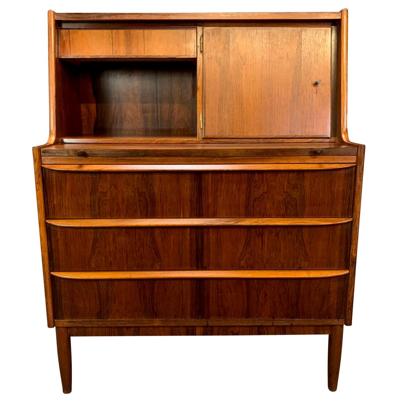 Vintage Danish Mid-Century Modern Rosewood Secretary Desk For Sale