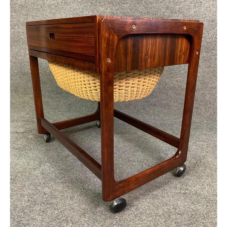 Vintage Danish Mid-Century Modern Rosewood Sewing Cart by BR Gelsted In Good Condition In San Marcos, CA