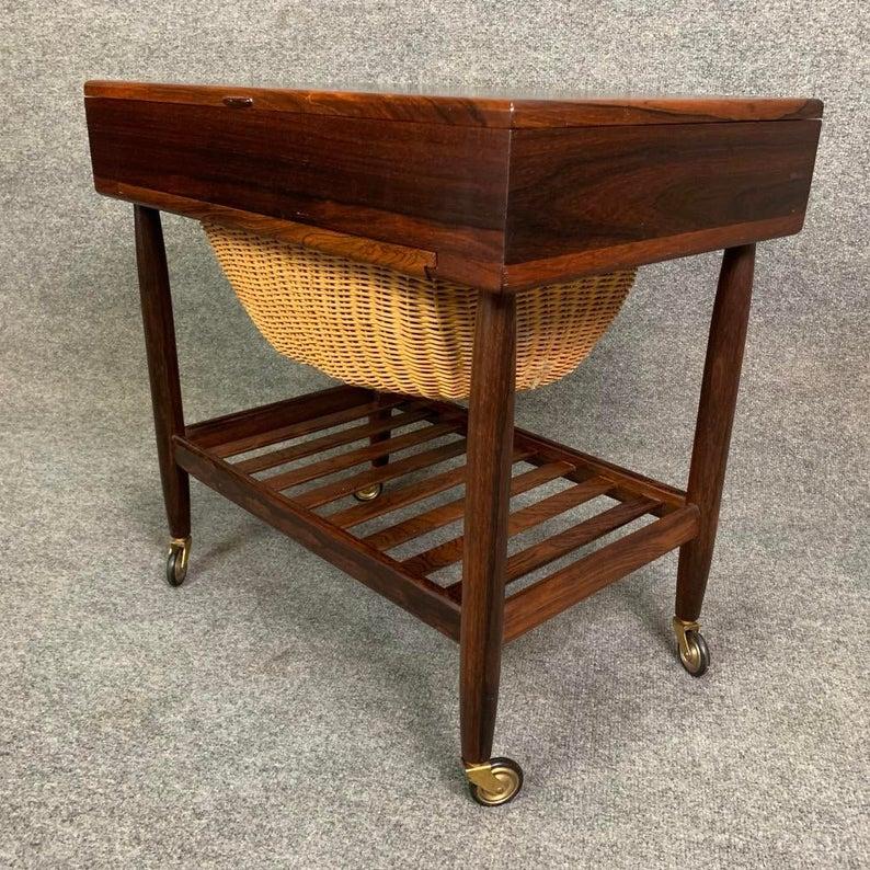 Mid-20th Century Vintage Danish Mid-Century Modern Rosewood Sewing Cart by Ejvind Johansson