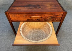 Vintage Danish Mid-Century Modern Rosewood Sewing Cart