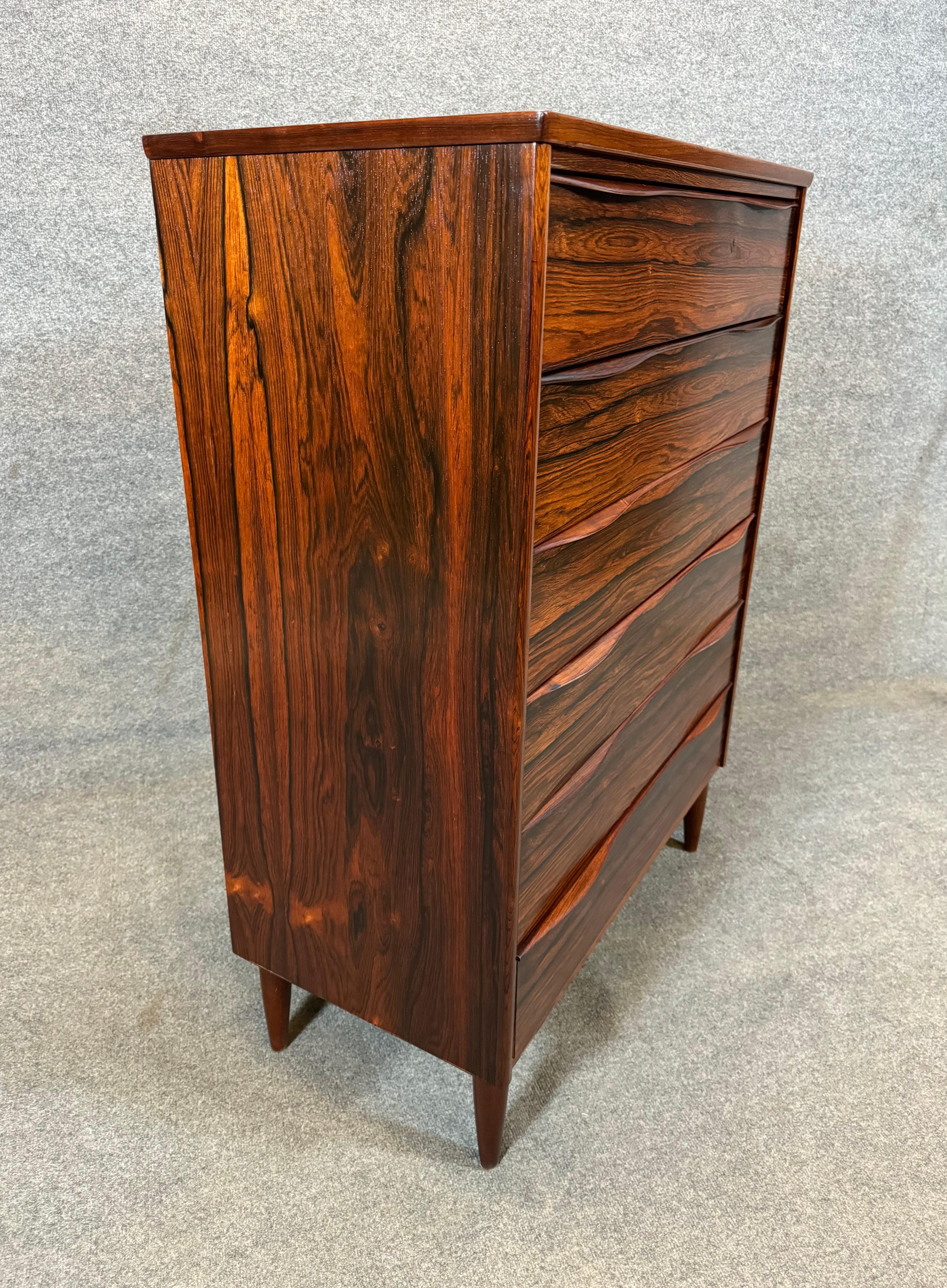 Woodwork Vintage Danish Mid Century Modern Rosewood Tallboy Dresser