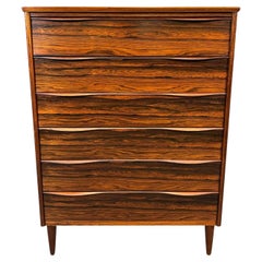 Retro Danish Mid Century Modern Rosewood Tallboy Dresser