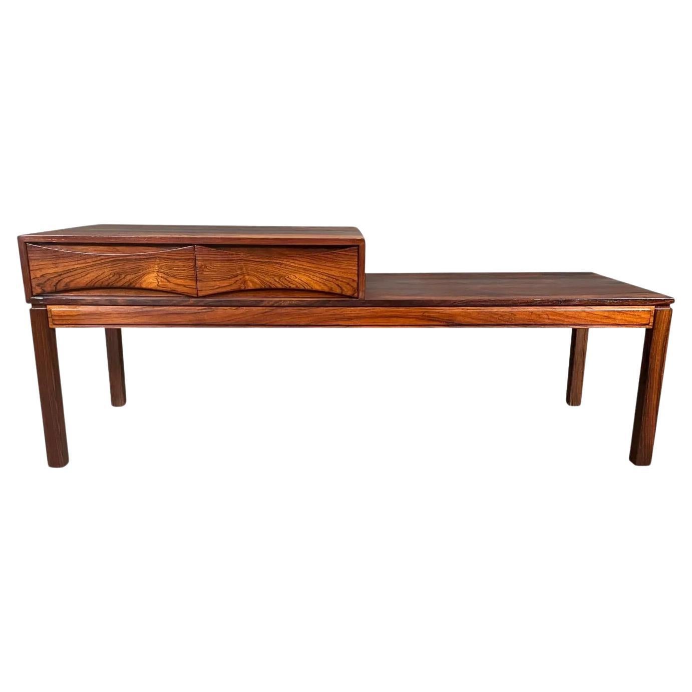 Vintage Danish Mid Century Modern Rosewood Telephone Bench by Wards