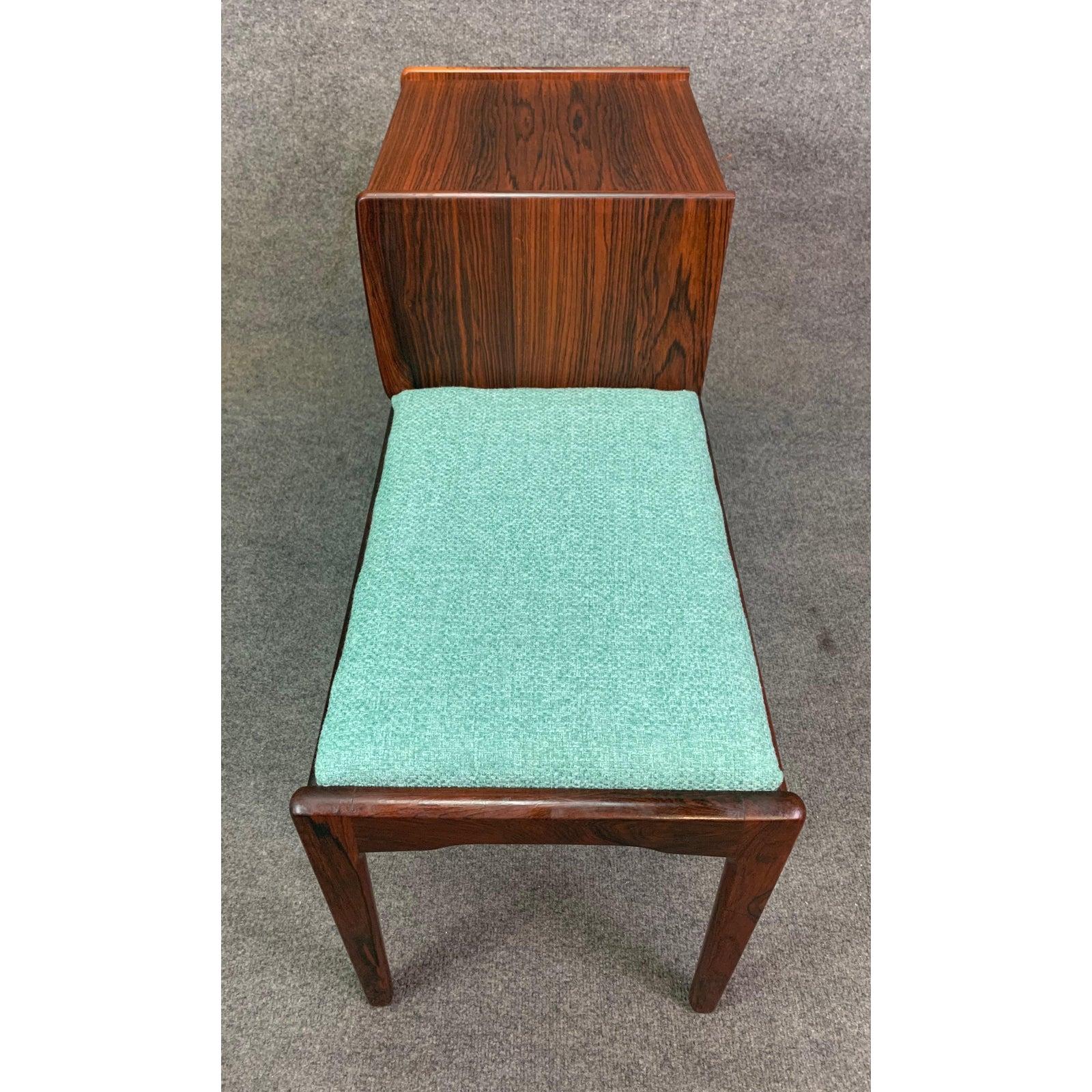 Vintage Danish Mid Century Modern Rosewood Telephone Bench Entry