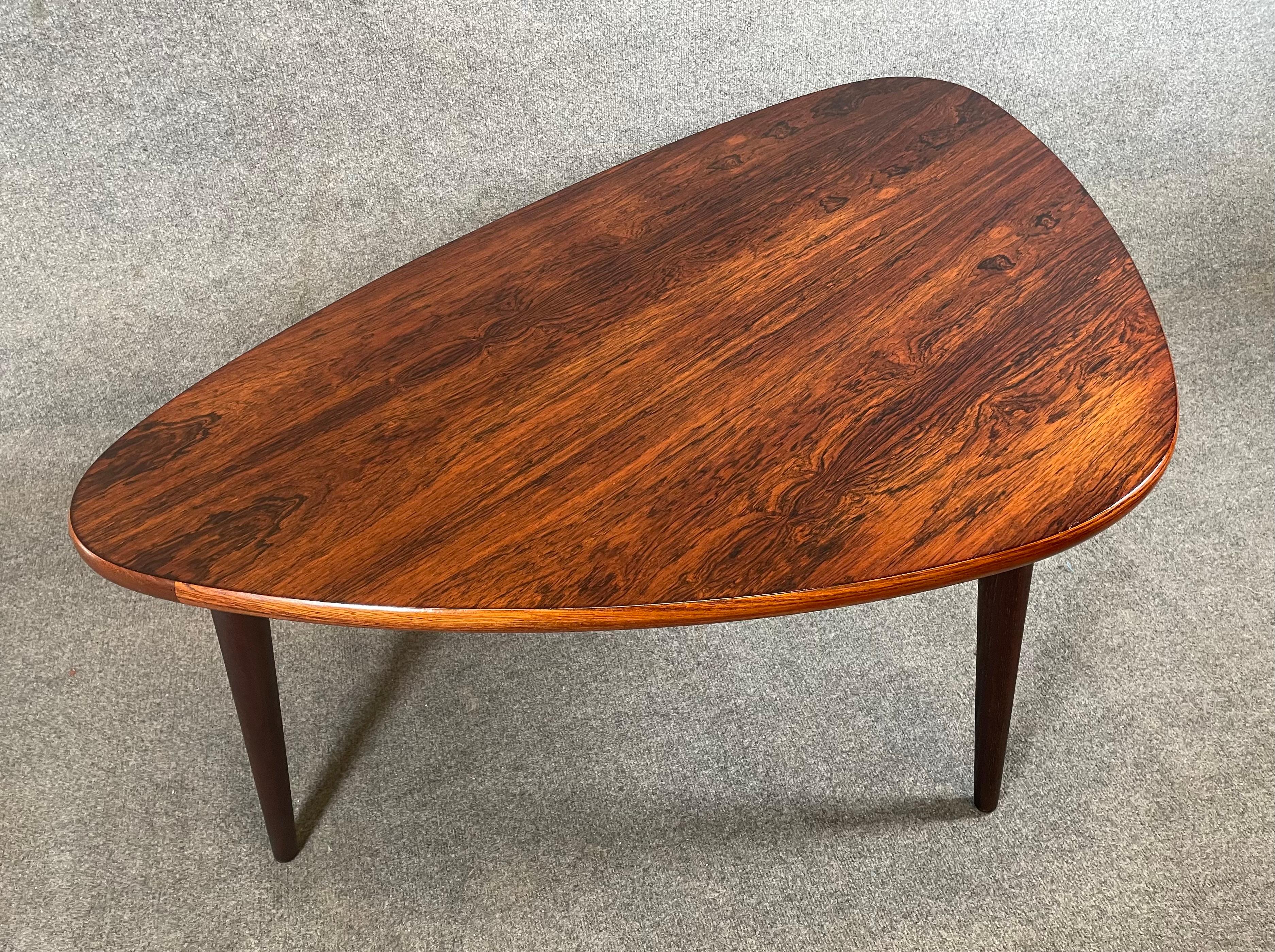 Woodwork Vintage Danish Mid Century Modern Rosewood Triangular Coffee Table