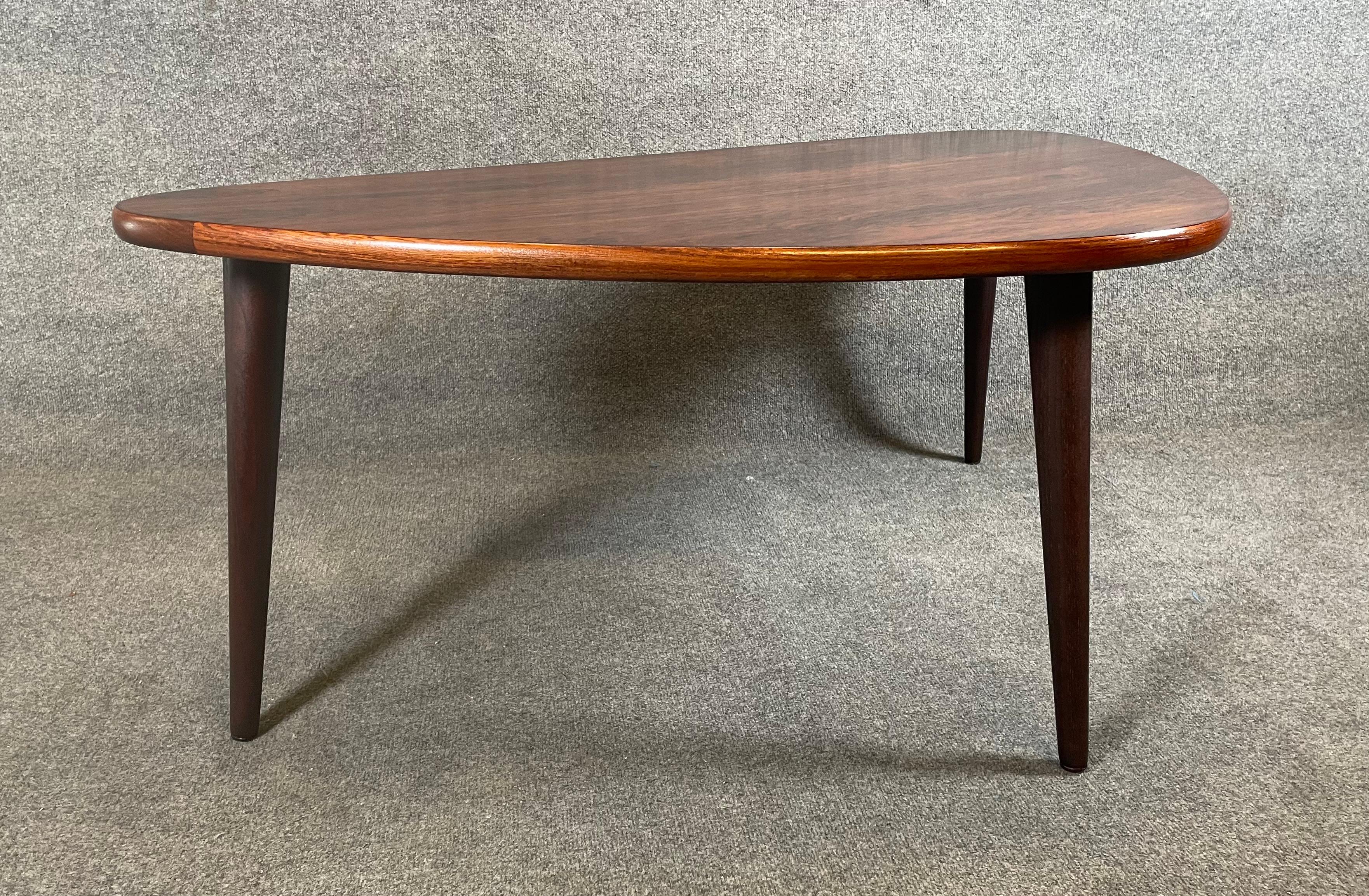 Mid-20th Century Vintage Danish Mid Century Modern Rosewood Triangular Coffee Table