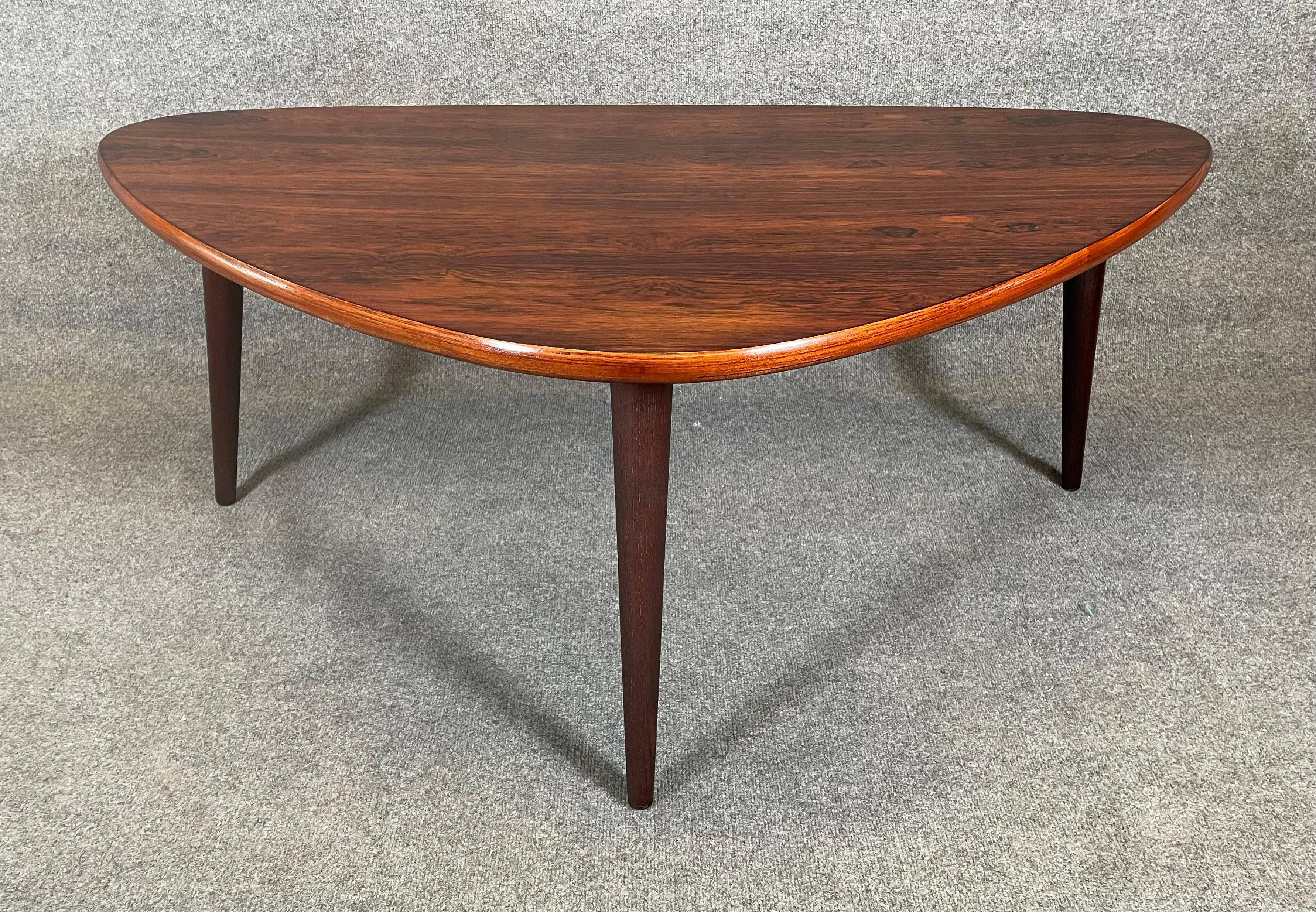 Vintage Danish Mid Century Modern Rosewood Triangular Coffee Table 2
