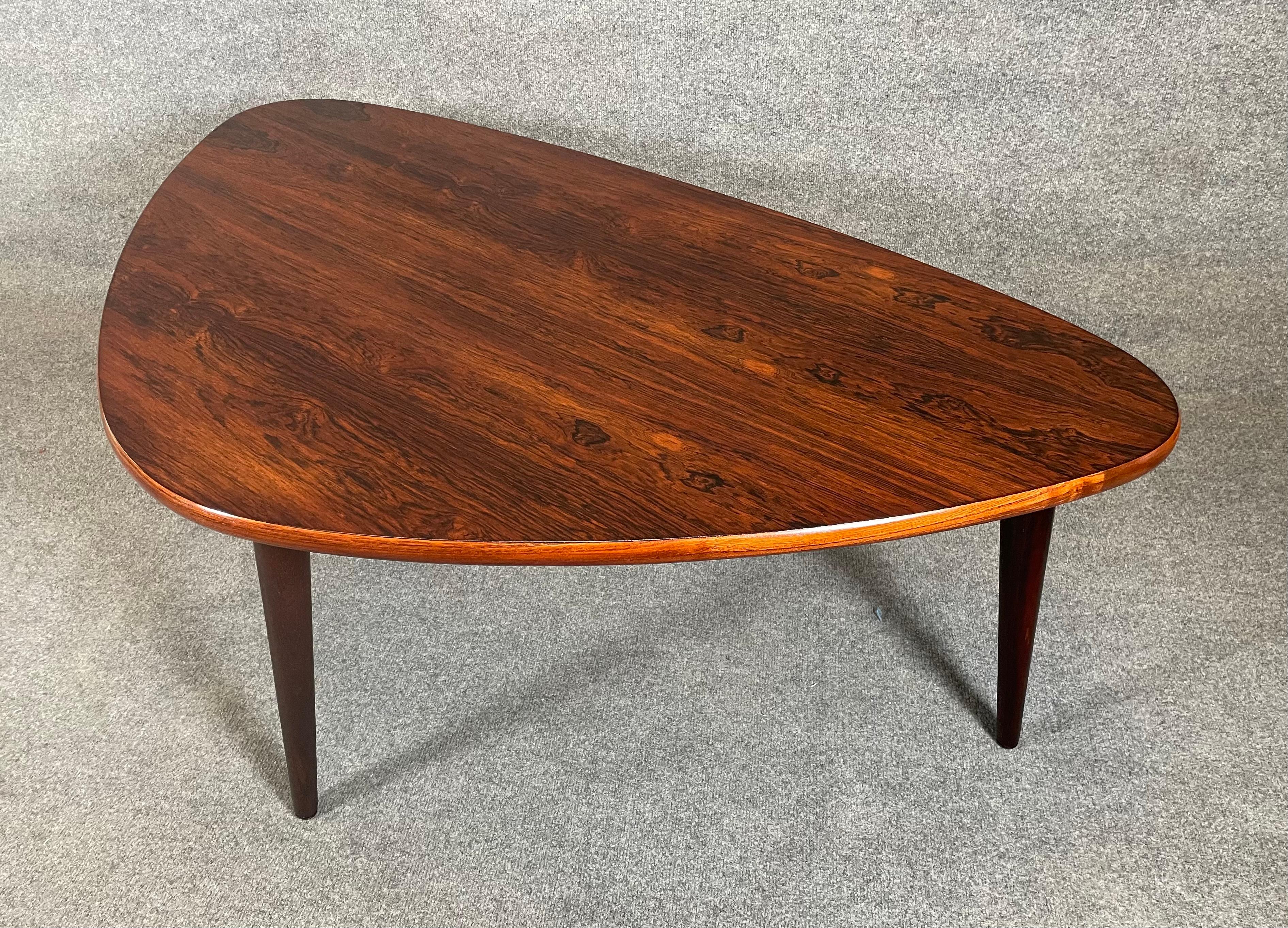 Vintage Danish Mid Century Modern Rosewood Triangular Coffee Table 3