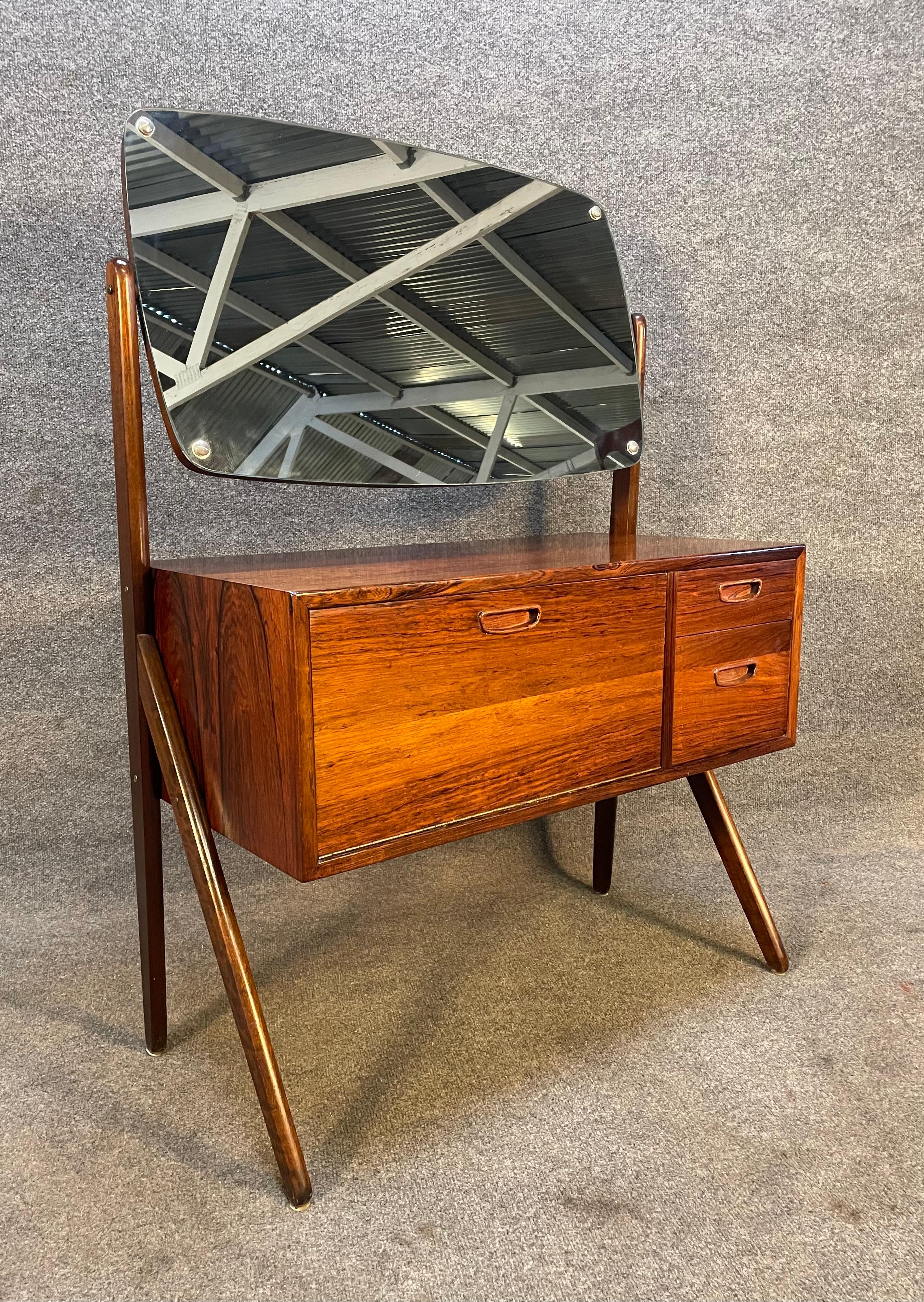 Mid-20th Century Vintage Danish Mid-Century Modern Rosewood Vanity by Sigfred Omann For Sale