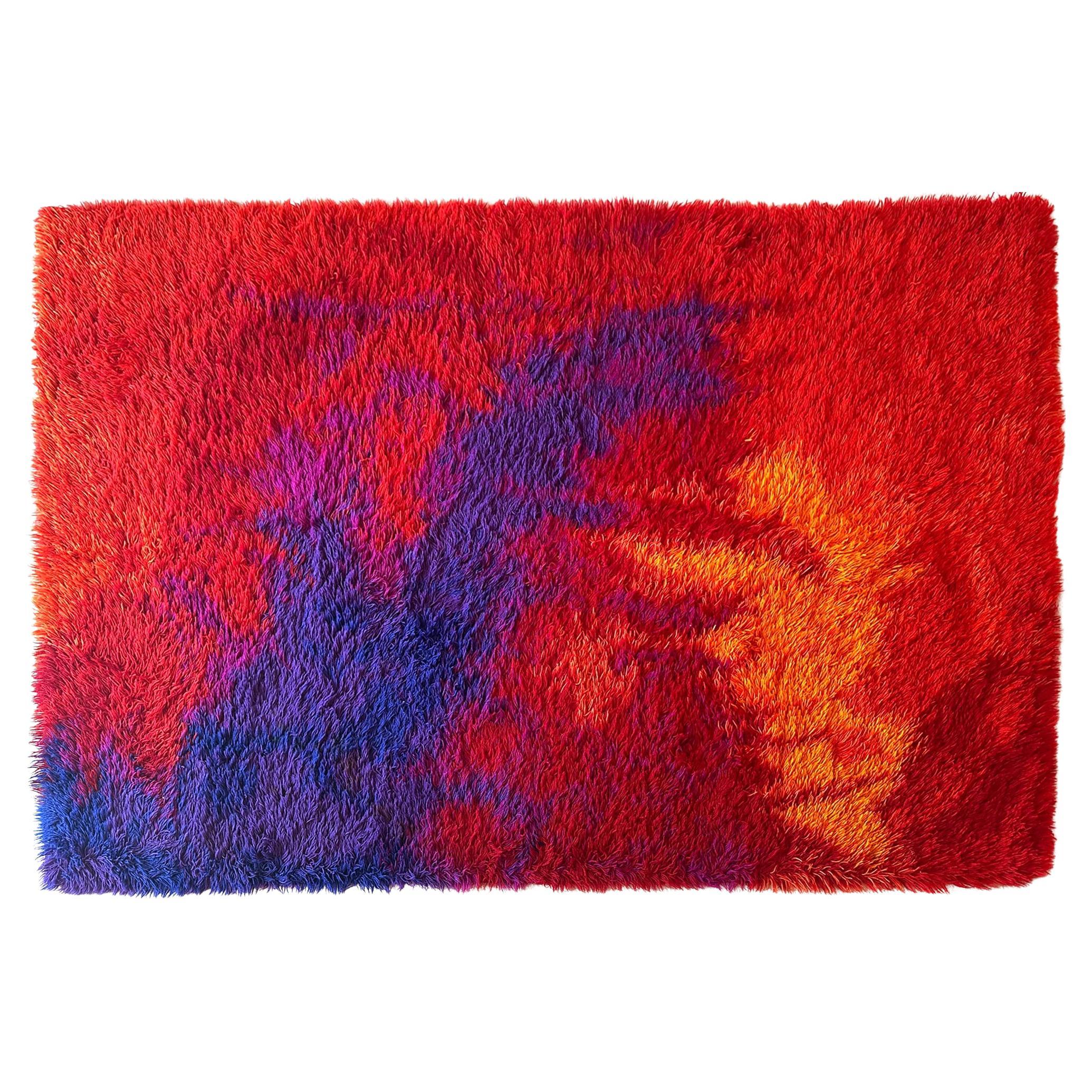 Vintage Danish Mid-Century Modern Shag Rug by Unikataeppe